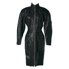 Black leather dress with python pattern Michael Hoban North Beach Leather