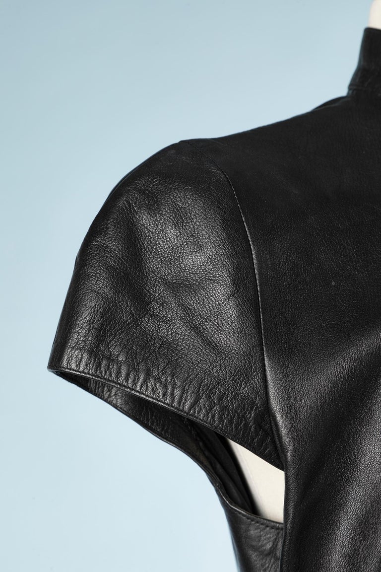 Black leather dress with snap Thierry Mugler For Sale at 1stDibs | theory  black leather dress