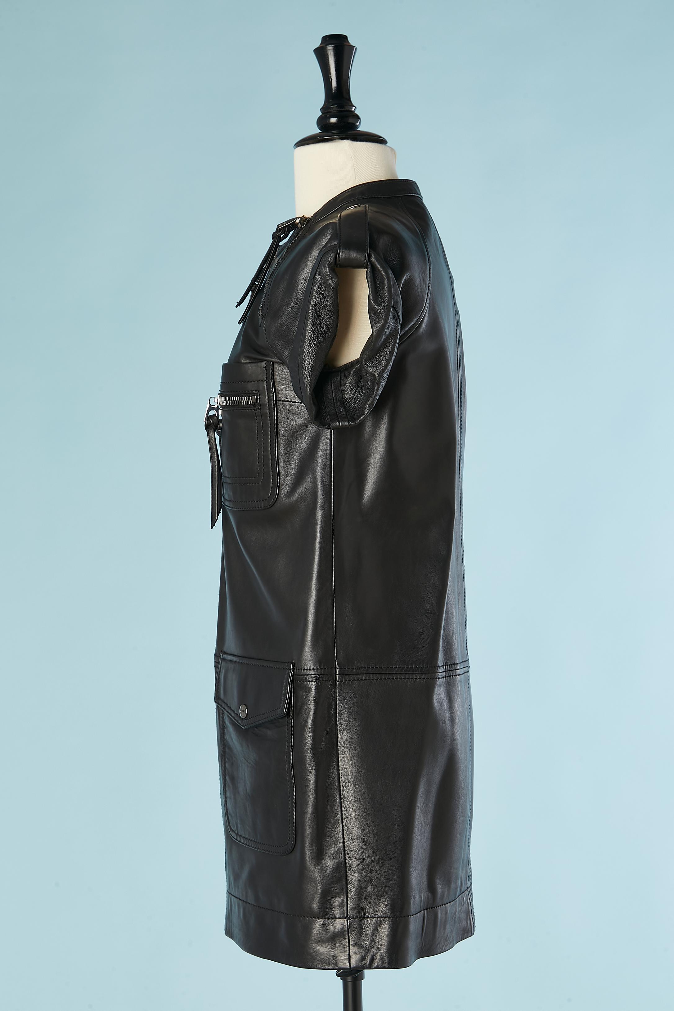Black leather dress with zips BUI par Barbara Bui For Sale 1