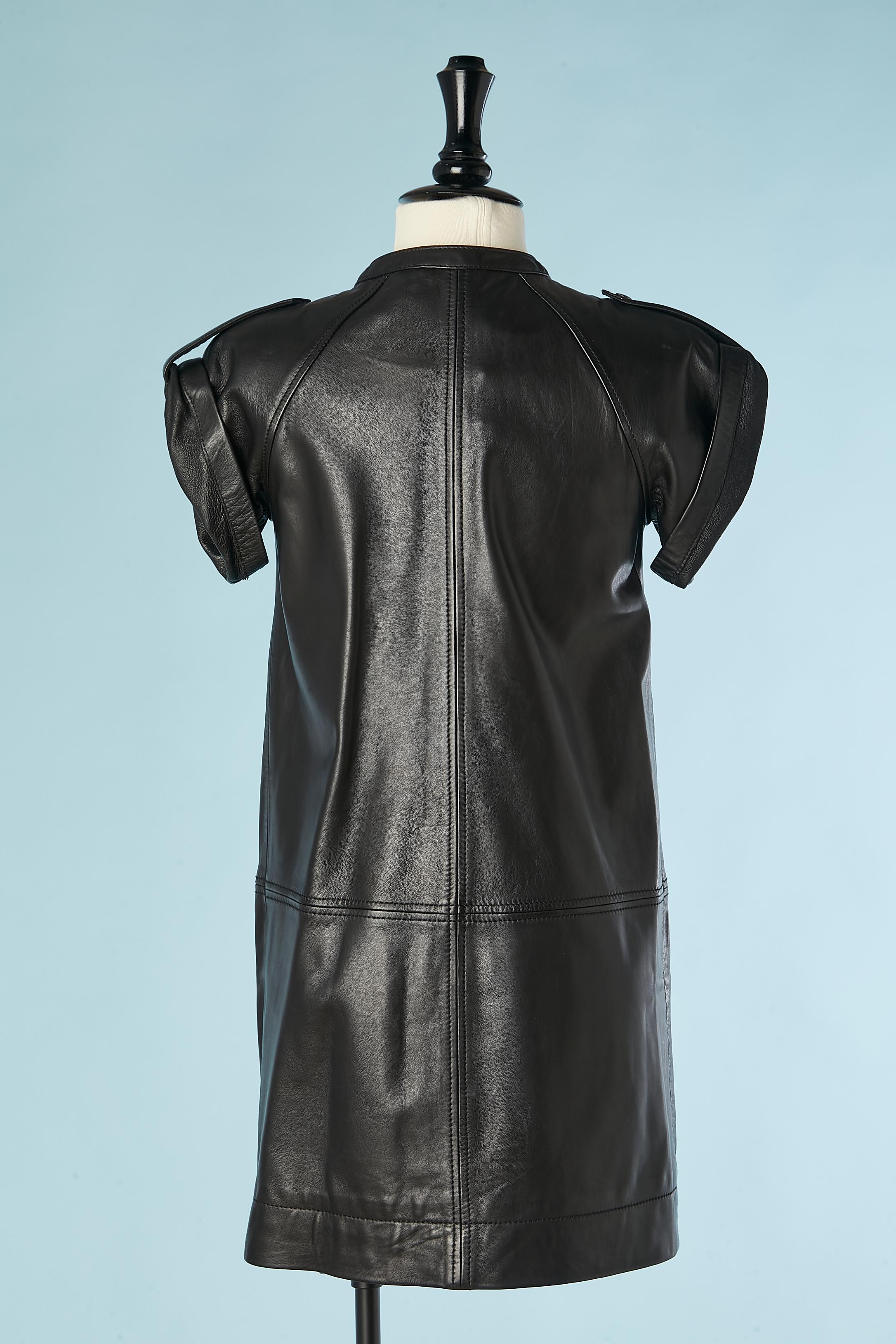 Black leather dress with zips BUI par Barbara Bui For Sale 2