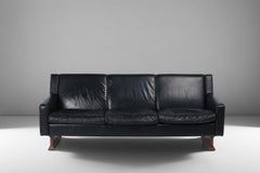Black Leather DV33 Sofa by Franco Albini for Poggi, 1960 circa