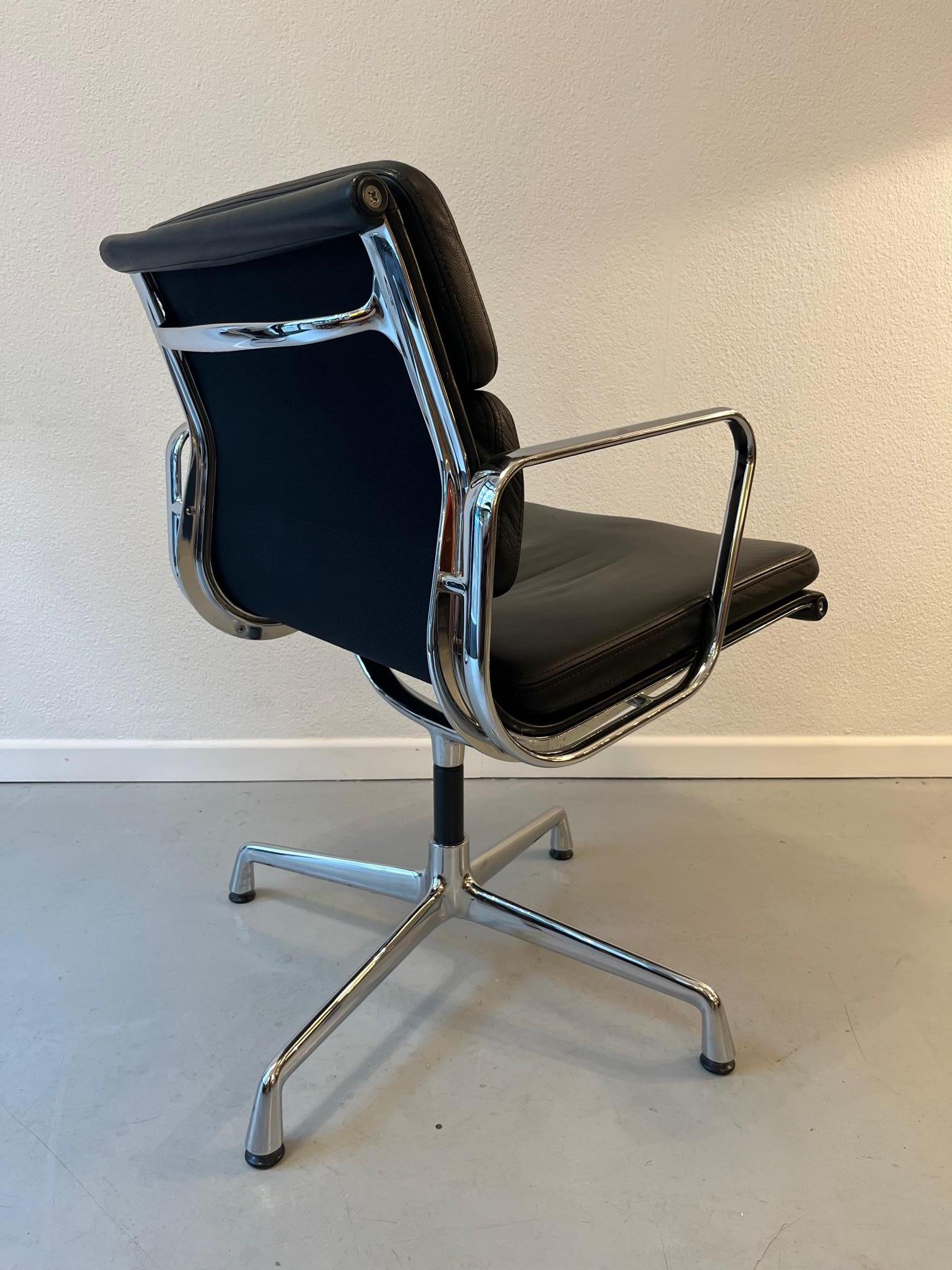 American Black Leather EA 207 Soft Pad Office Chair by Charles & Ray Eames