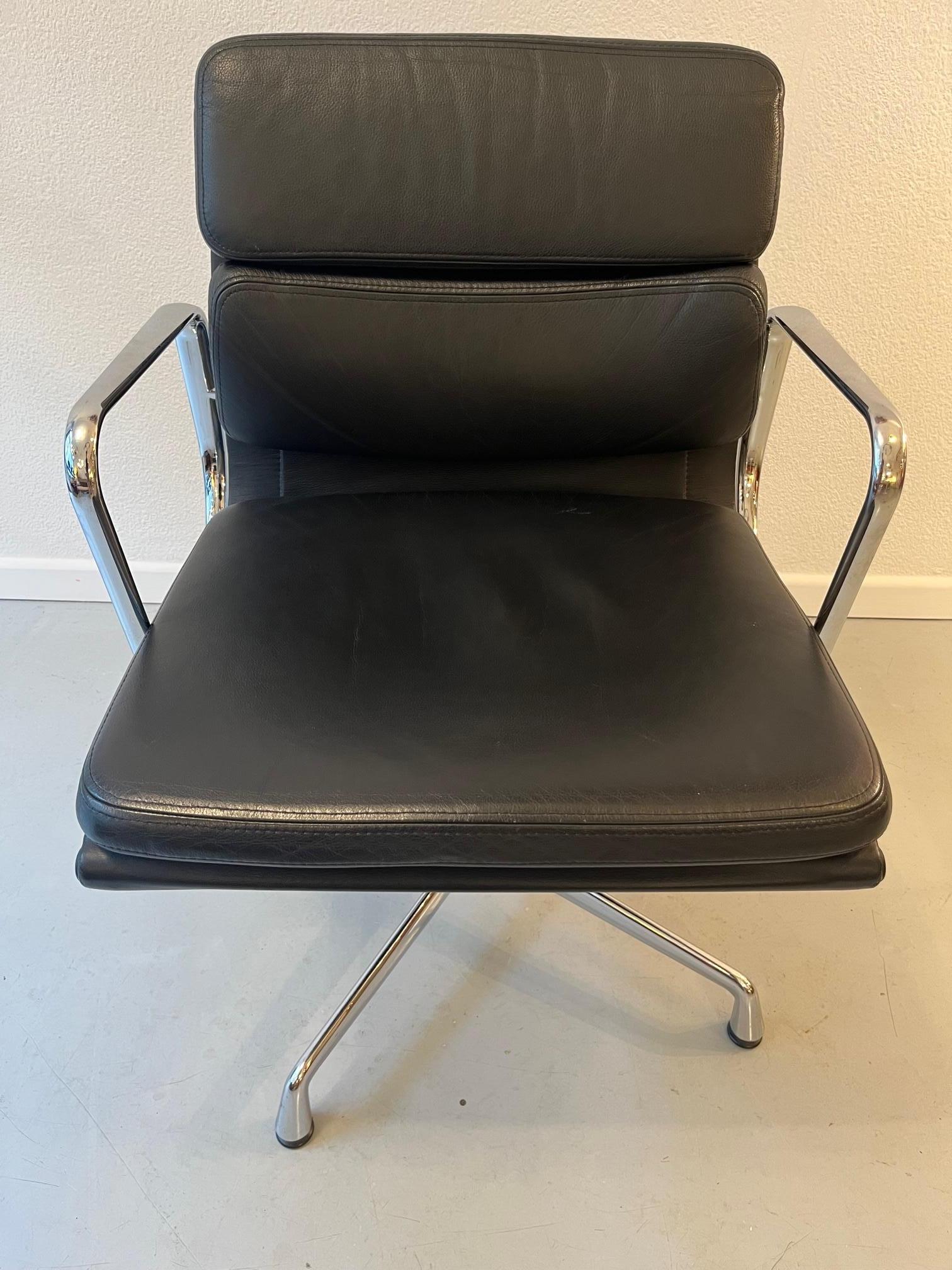 Black Leather EA 207 Soft Pad Office Chair by Charles & Ray Eames 2