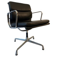 Black Leather EA 207 Soft Pad Office Chair by Charles & Ray Eames