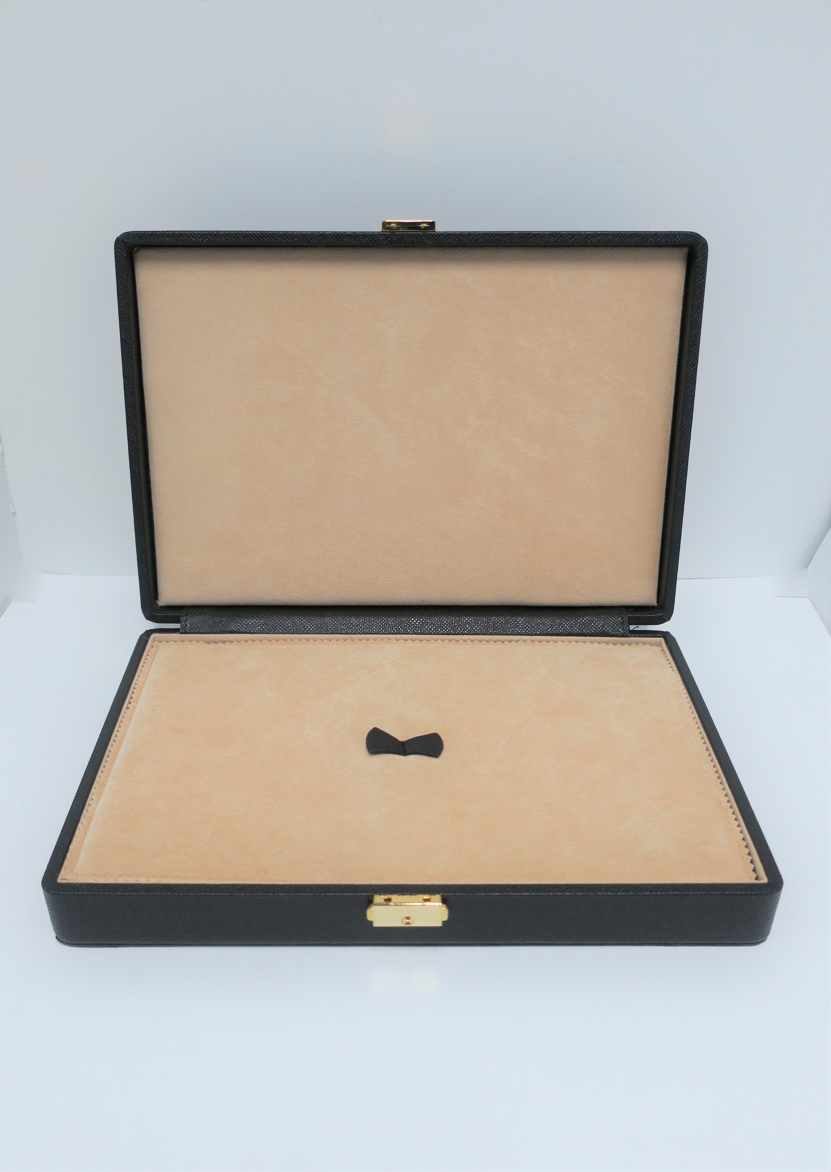 Italian Black Leather Jewelry Box