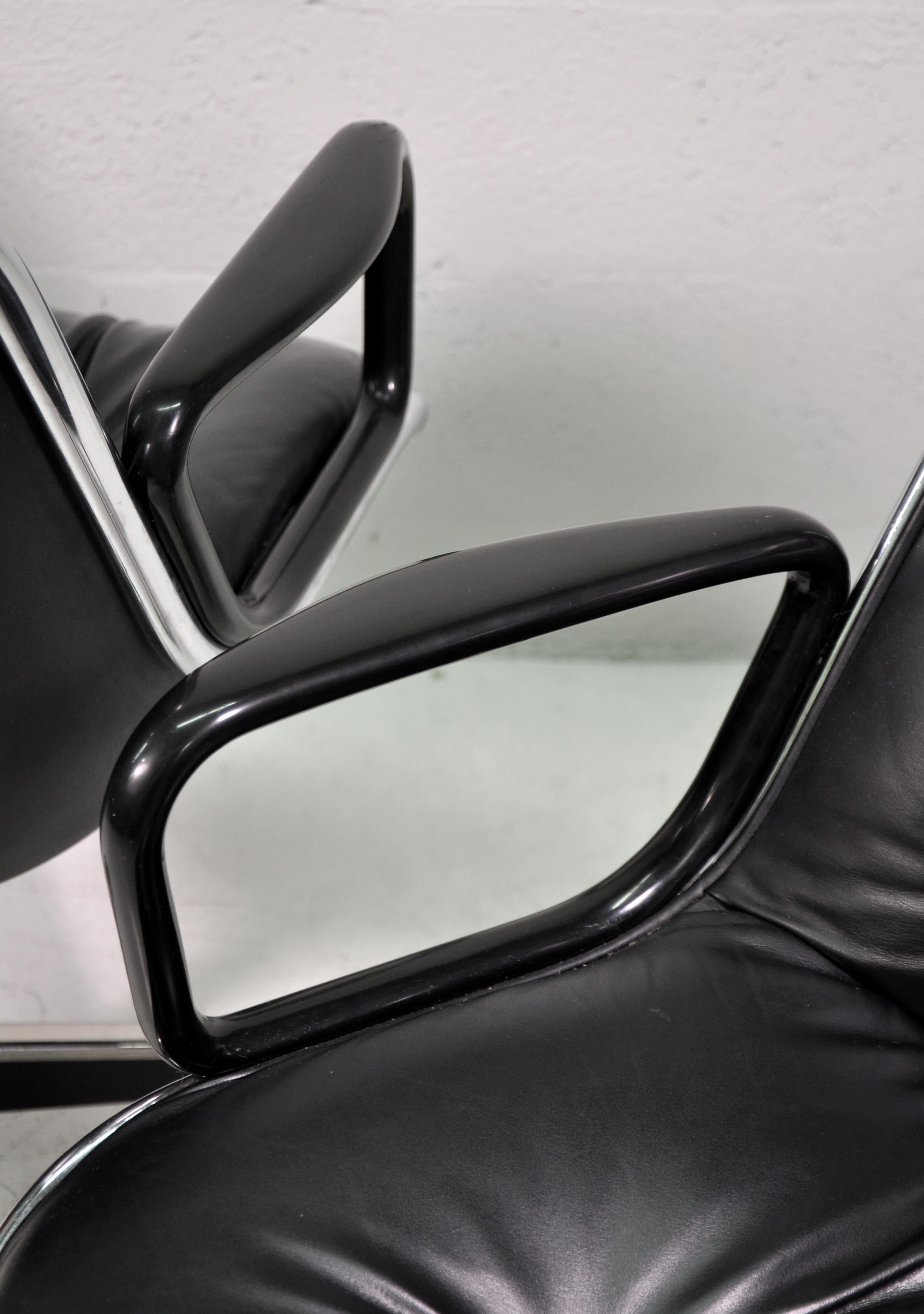 American Black Leather Executive Desk Chairs by Charles Pollock for Knoll