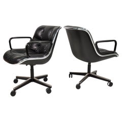 Vintage Black Leather Executive Desk Chairs by Charles Pollock for Knoll