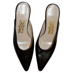 Black leather Ferragamo Mules,  size 6c Unworn