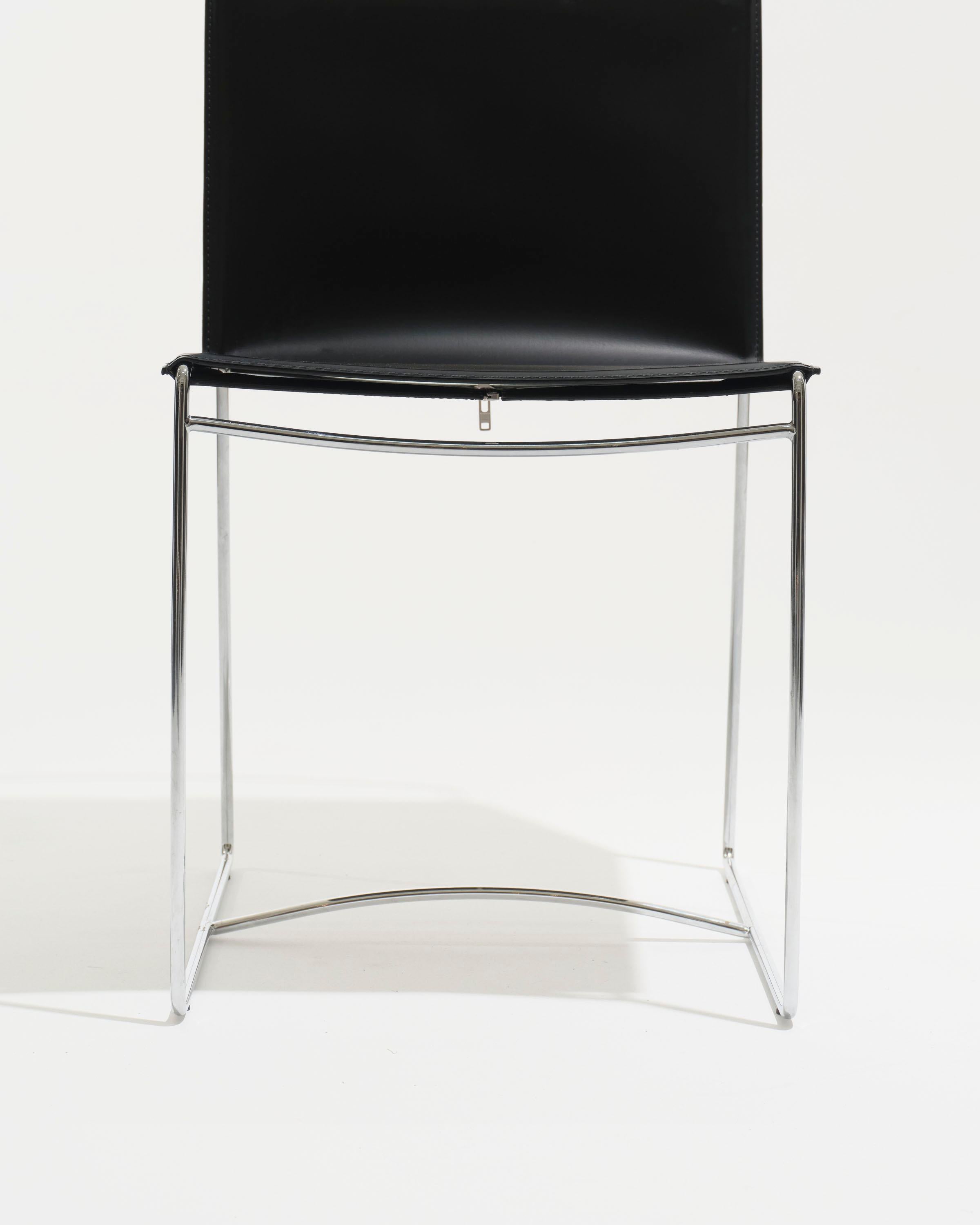 Silla Fil de cuero negro, Pascal Mourgue, década de 1990 en venta 6