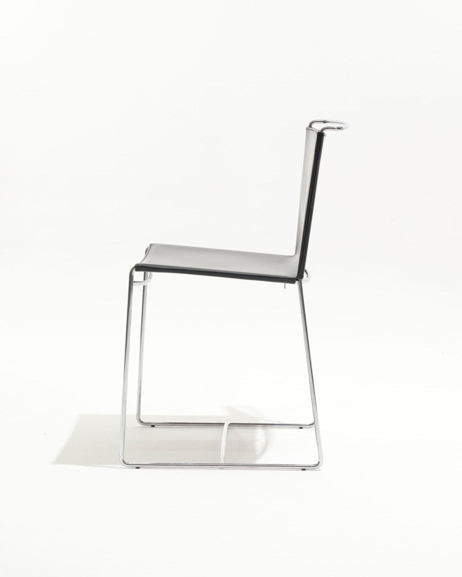 Silla Fil de cuero negro, Pascal Mourgue, década de 1990 en Bueno estado para la venta en PARIS, FR
