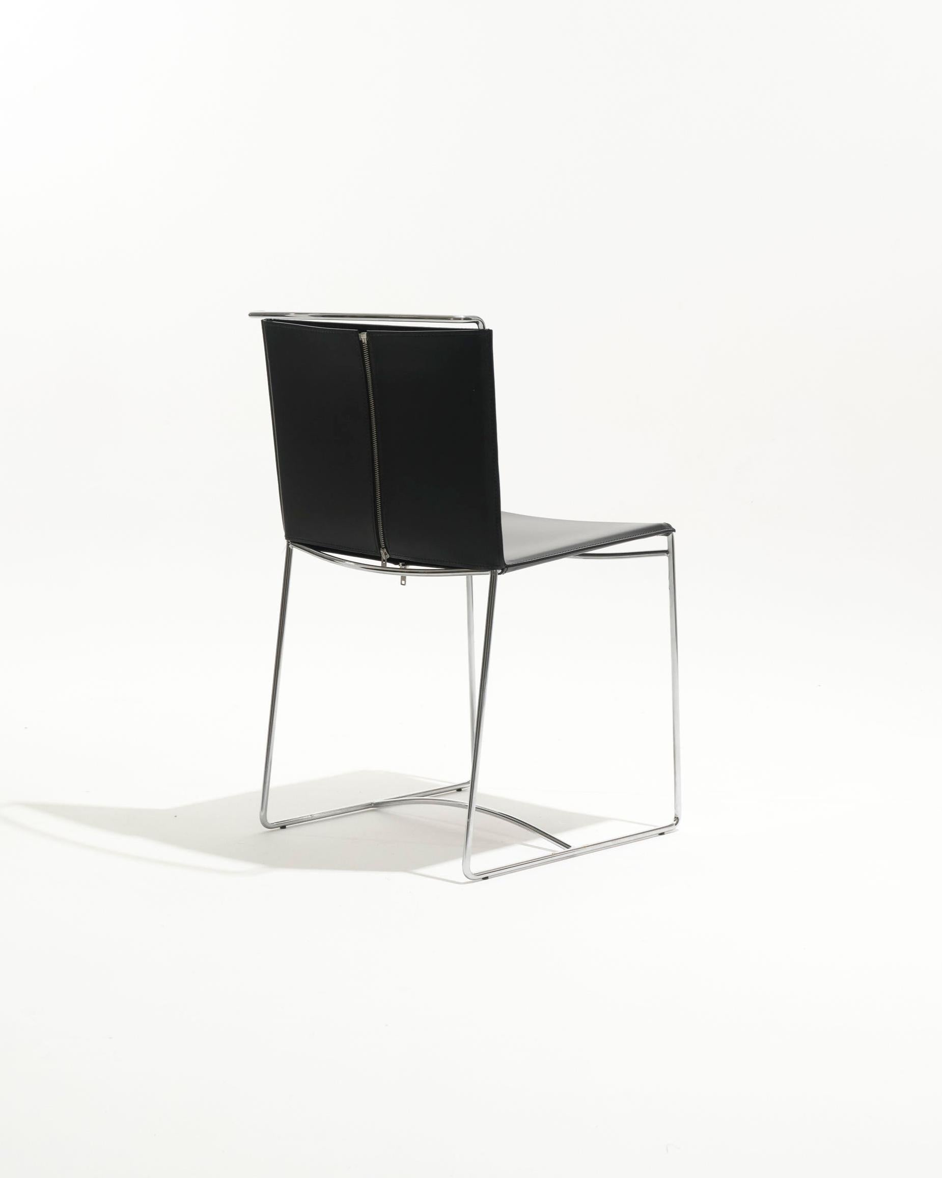Silla Fil de cuero negro, Pascal Mourgue, década de 1990 en venta 1