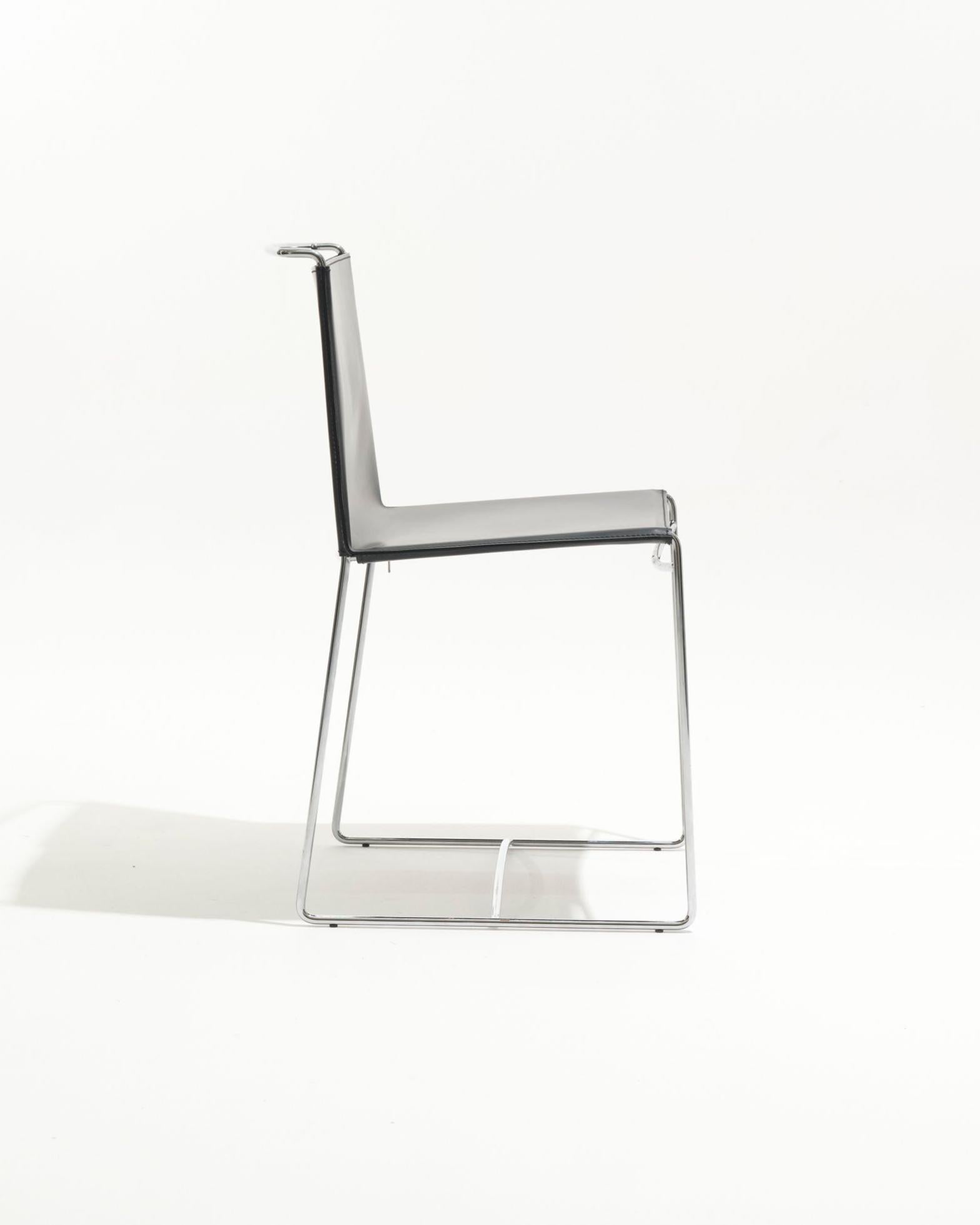 Silla Fil de cuero negro, Pascal Mourgue, década de 1990 en venta 2