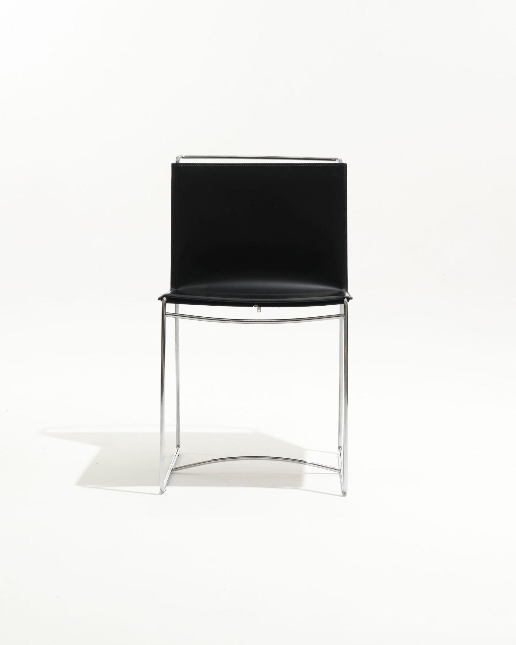 Silla Fil de cuero negro, Pascal Mourgue, década de 1990 en venta 4