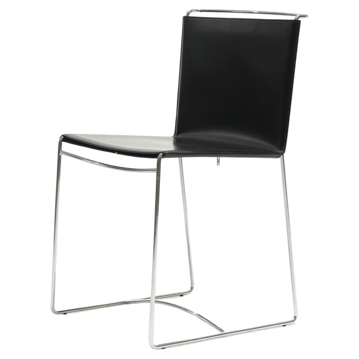 Silla Fil de cuero negro, Pascal Mourgue, década de 1990