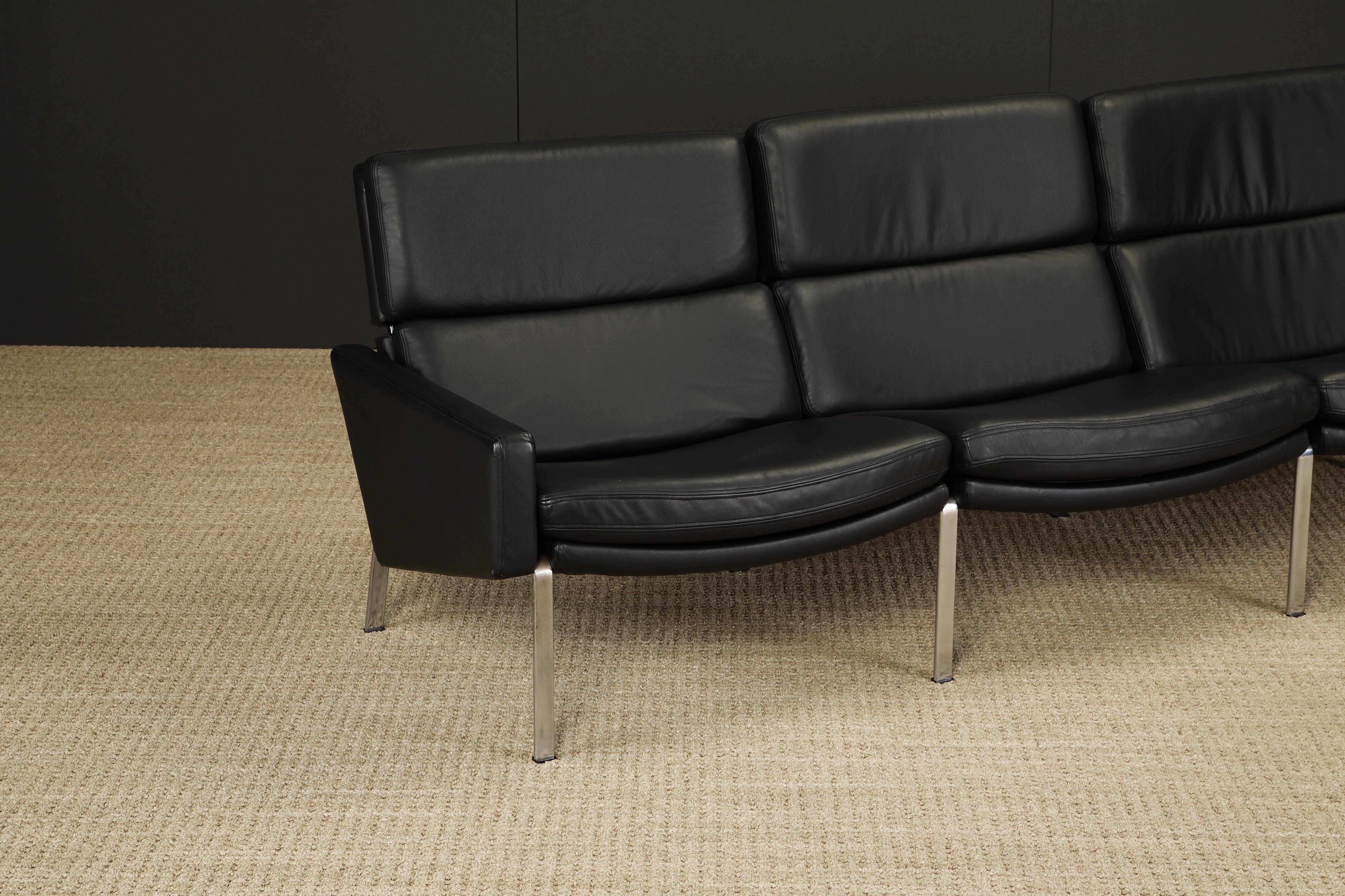 Black Leather FK-883 Three-Seat Sofa by Preben Fabricius & Jorgen Kastholm For Sale 4