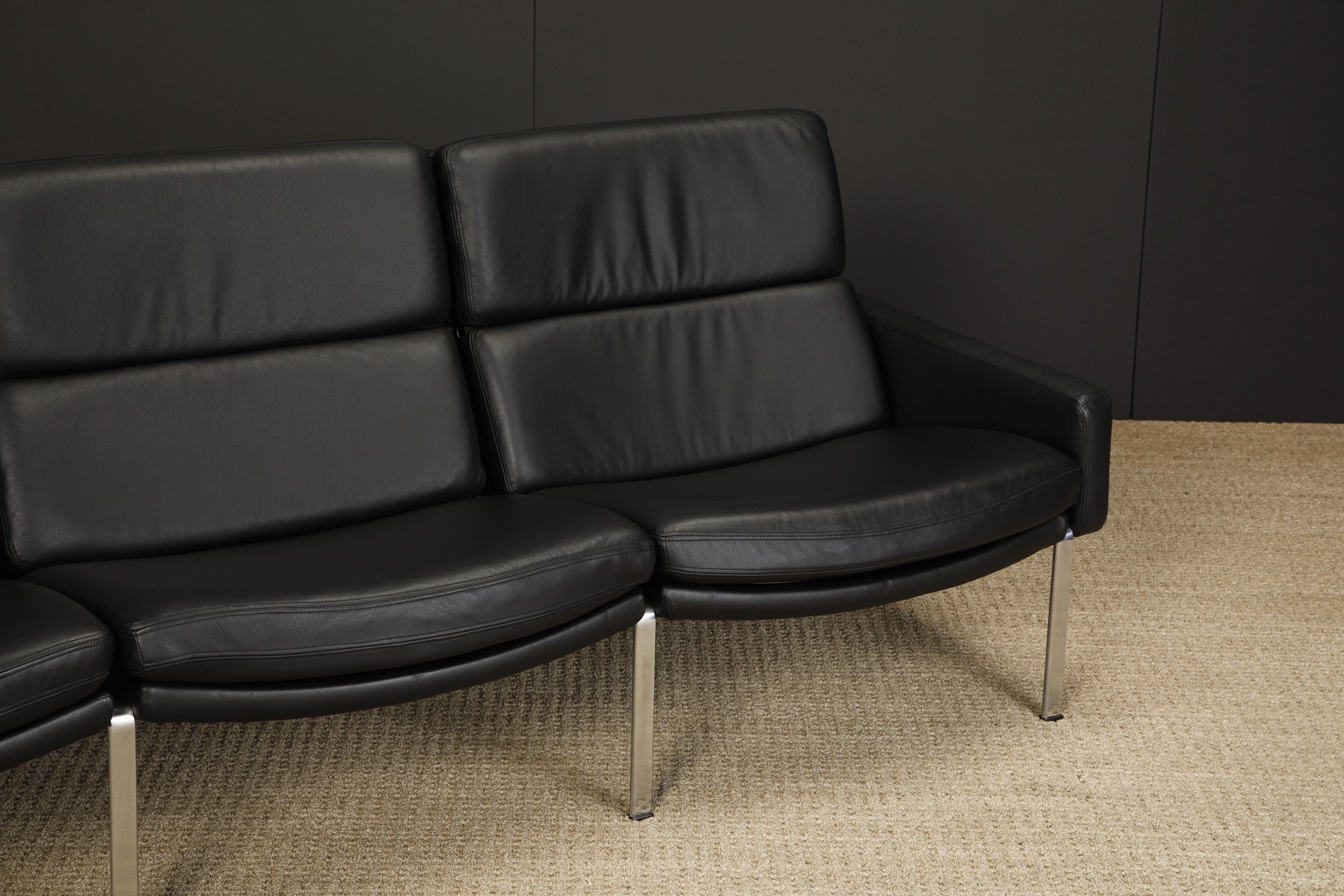 Black Leather FK-883 Three-Seat Sofa by Preben Fabricius & Jorgen Kastholm For Sale 6