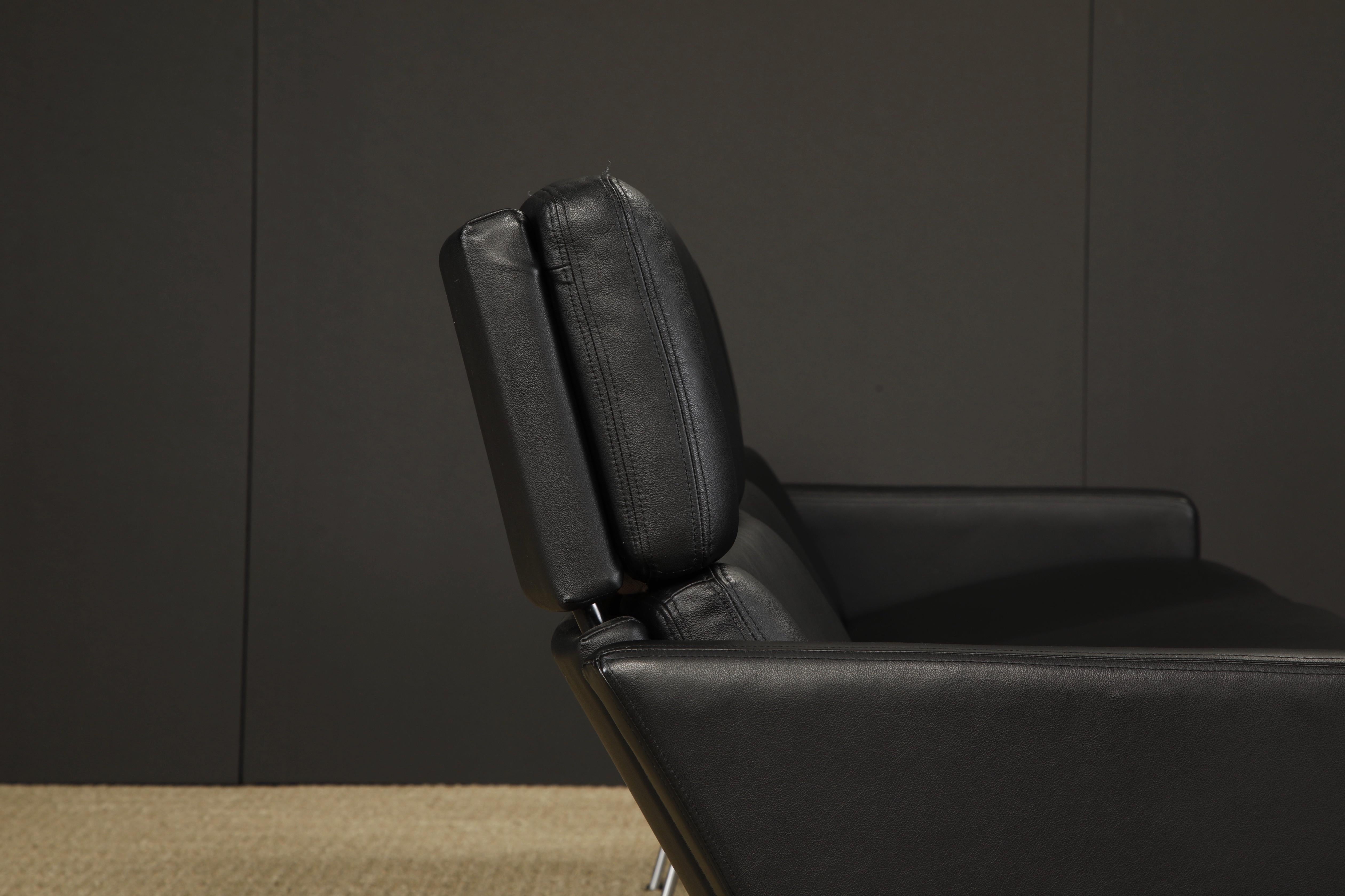 Black Leather FK-883 Three-Seat Sofa by Preben Fabricius & Jorgen Kastholm For Sale 7