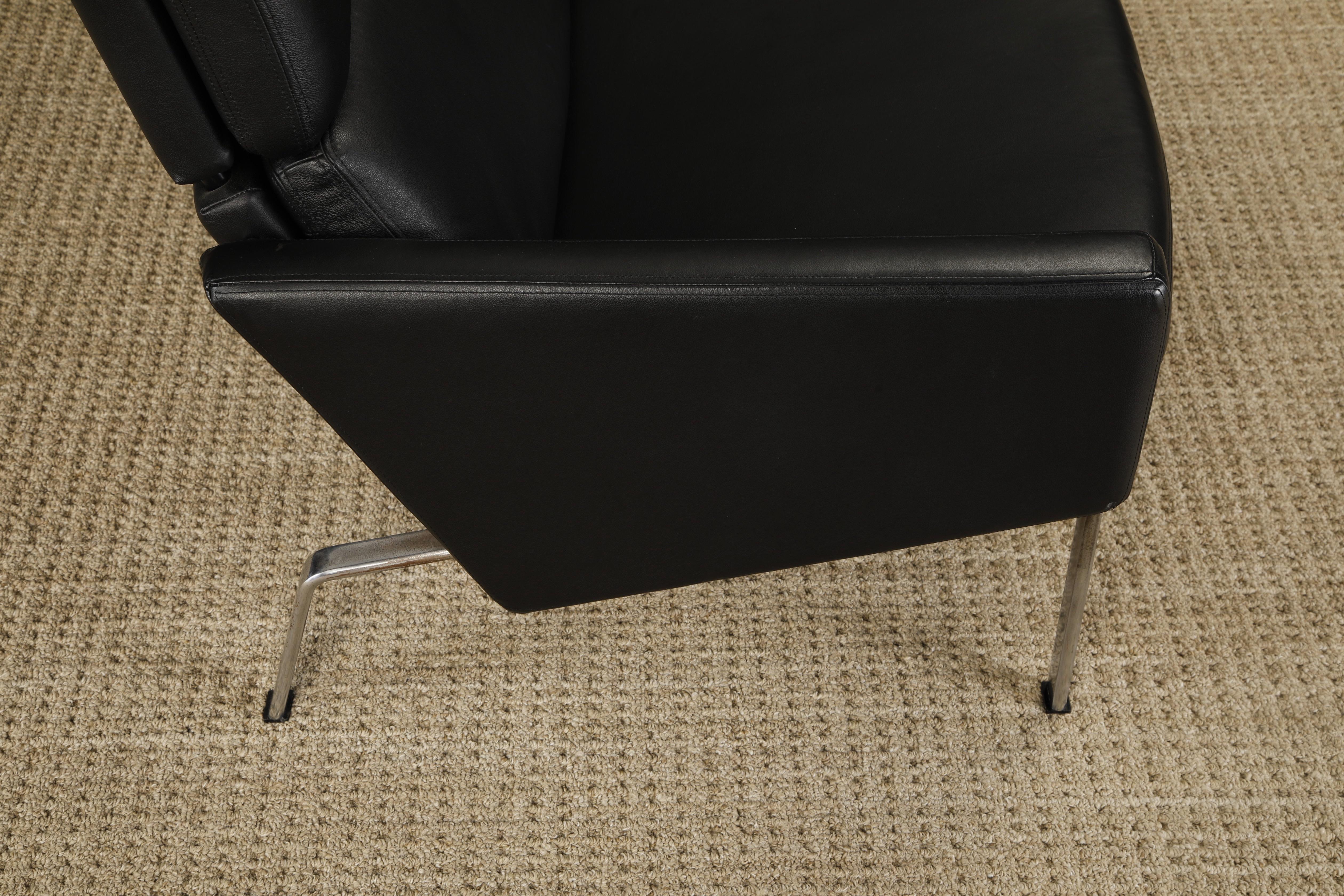 Black Leather FK-883 Three-Seat Sofa by Preben Fabricius & Jorgen Kastholm For Sale 8