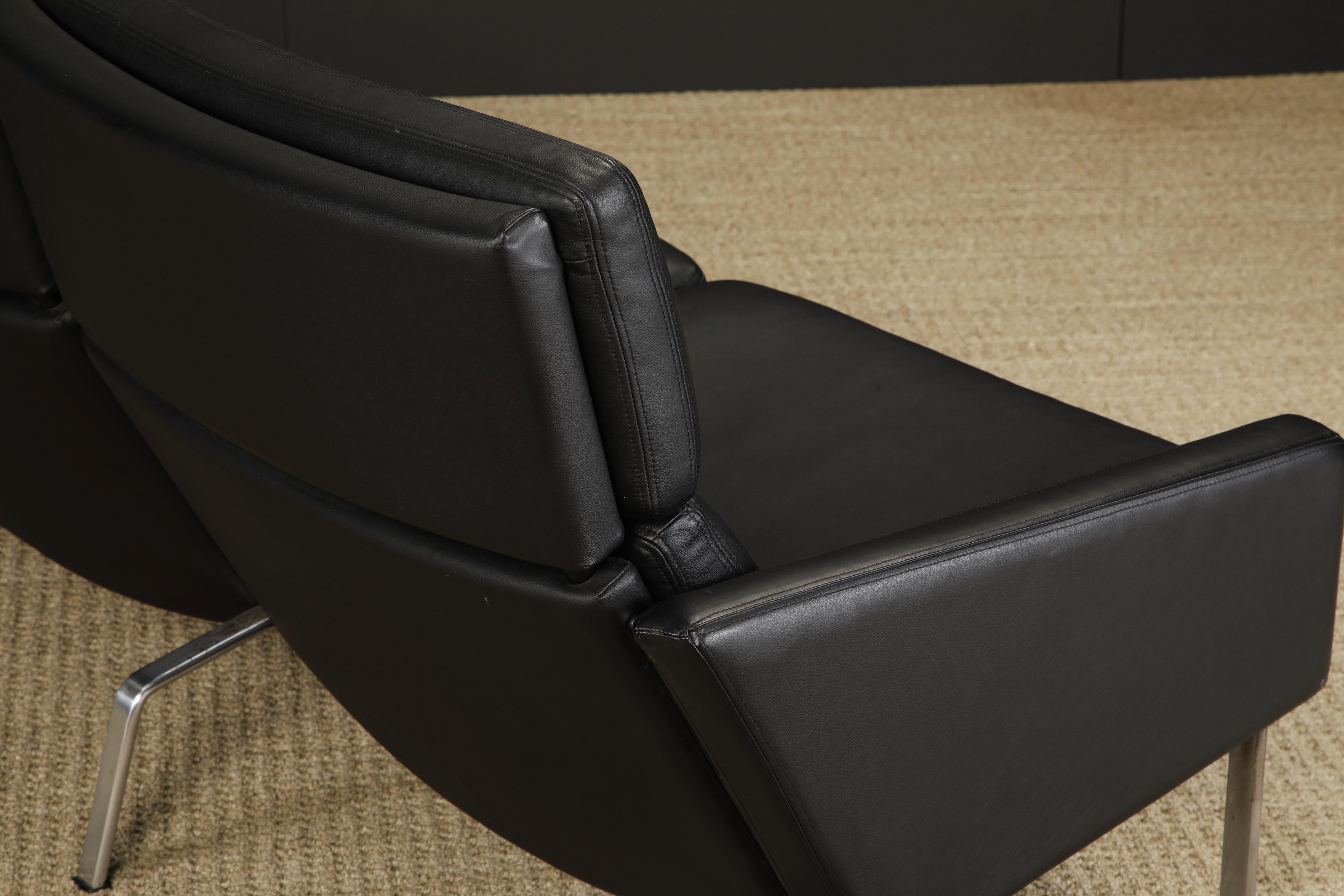 Black Leather FK-883 Three-Seat Sofa by Preben Fabricius & Jorgen Kastholm For Sale 10