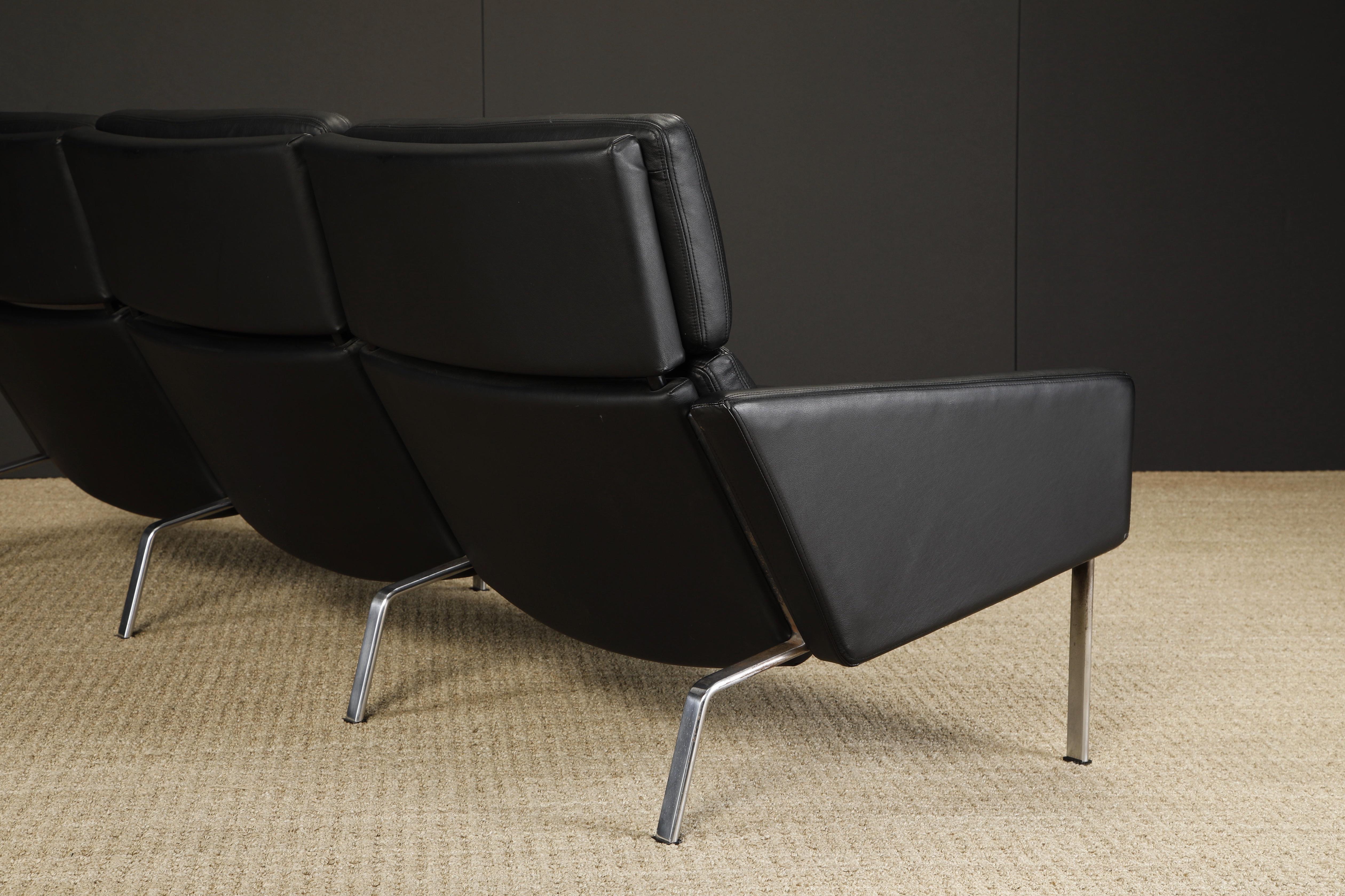 Black Leather FK-883 Three-Seat Sofa by Preben Fabricius & Jorgen Kastholm For Sale 11