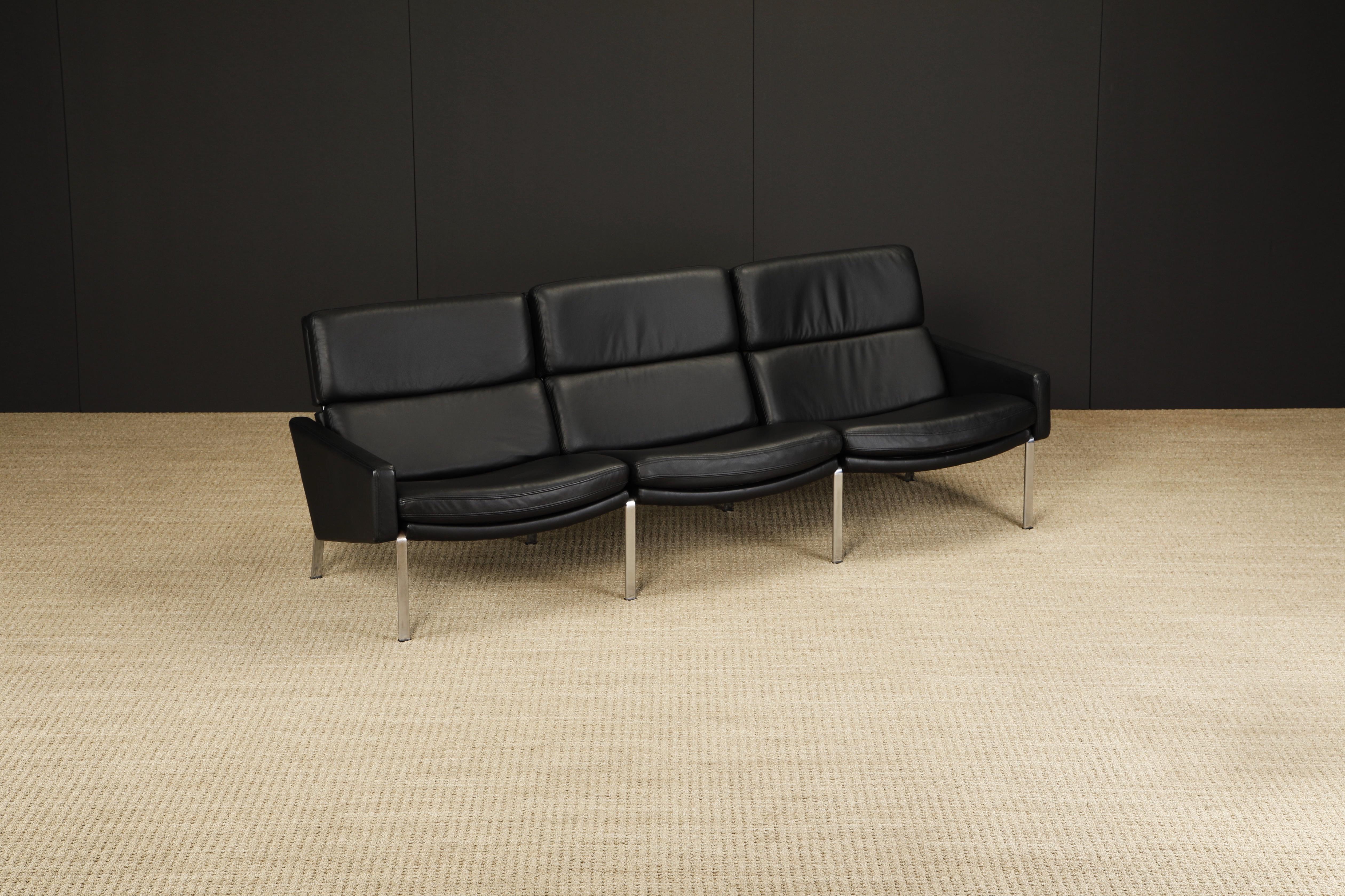 Black Leather FK-883 Three-Seat Sofa by Preben Fabricius & Jorgen Kastholm In Good Condition For Sale In Los Angeles, CA