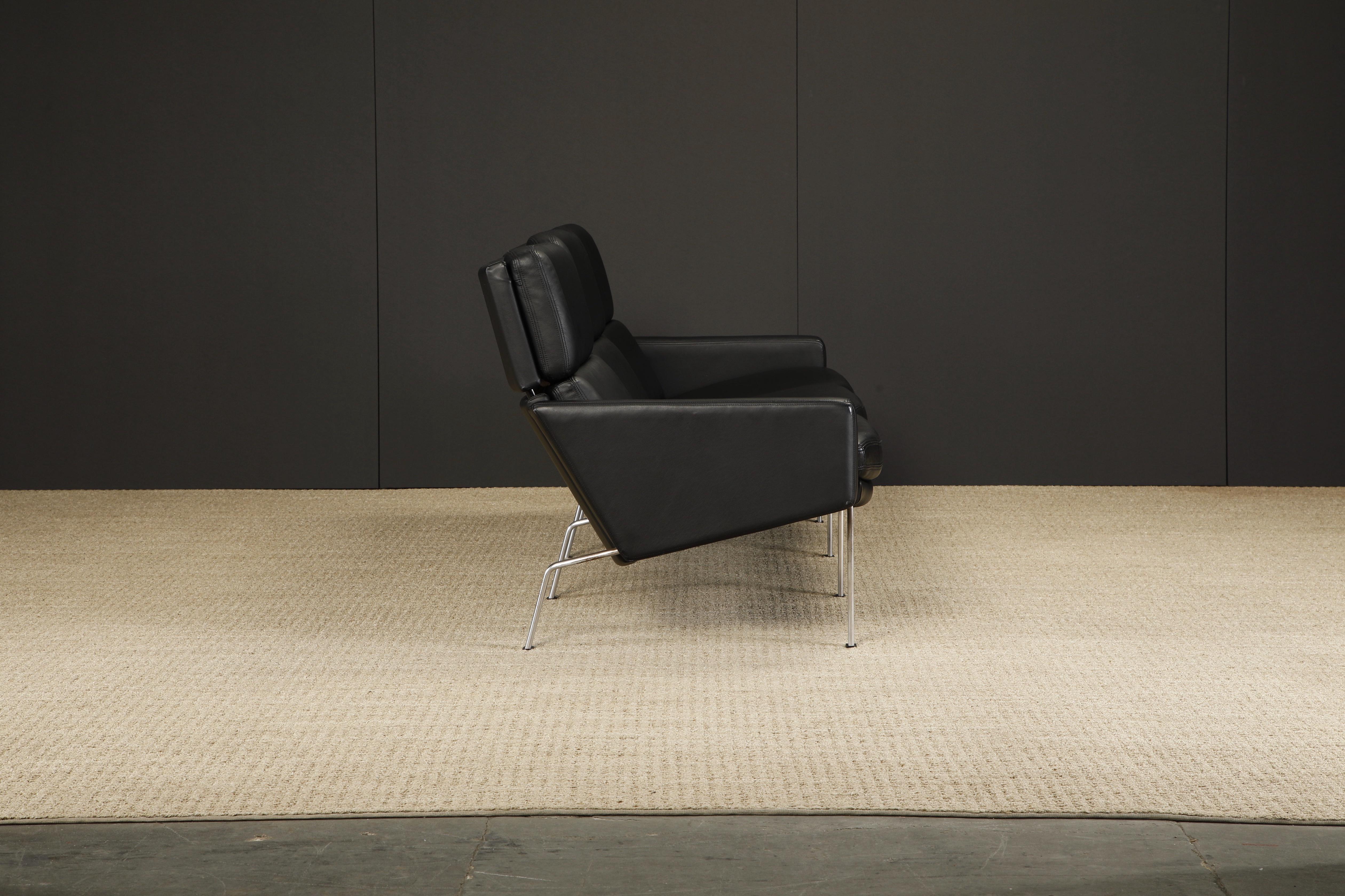 Black Leather FK-883 Three-Seat Sofa by Preben Fabricius & Jorgen Kastholm For Sale 1