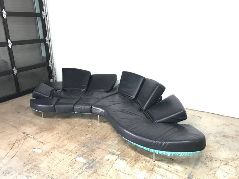 Black Leather "Flap" Sofa by Francesco Binfare for Edra at 1stDibs