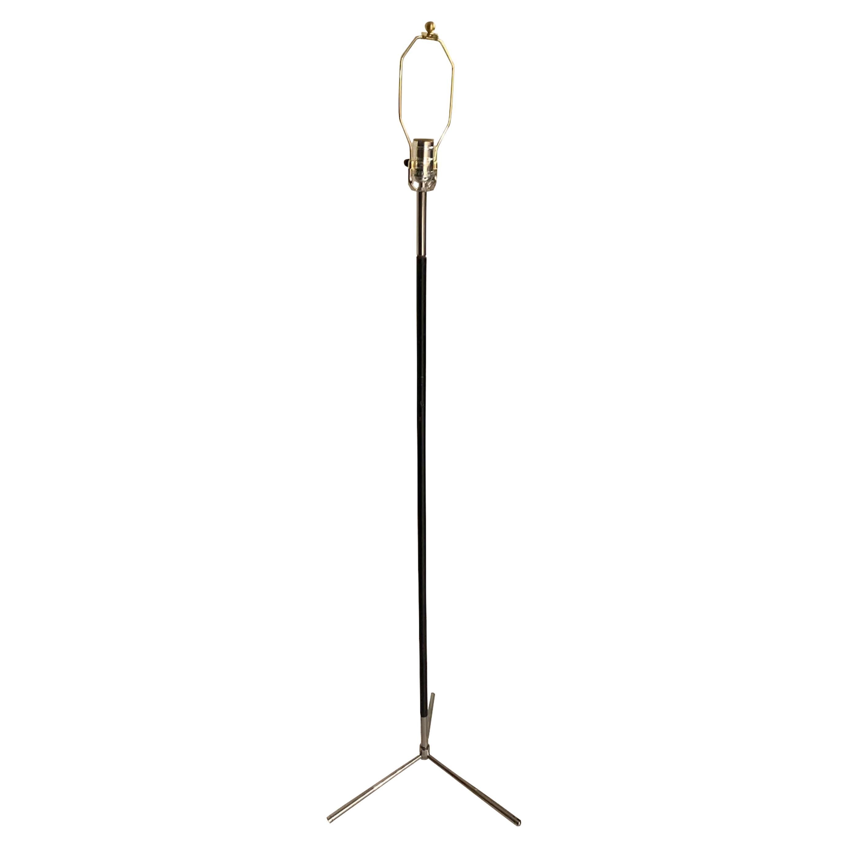 Black Leather Floor Lamp, Spain, 1960s