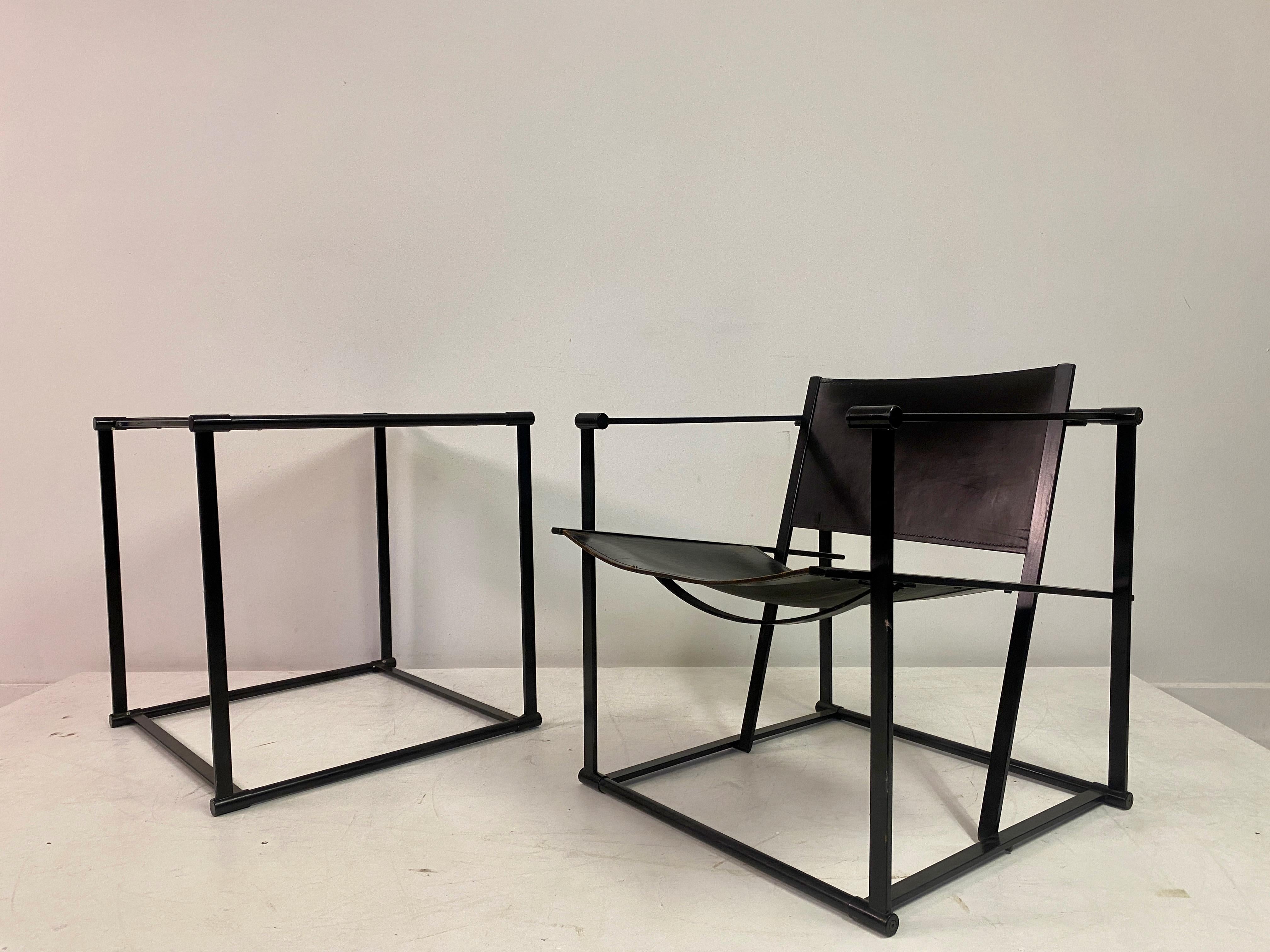 Black Leather FM62 Chair And Table For Pastoe by Radboud van Beekum For Sale 5
