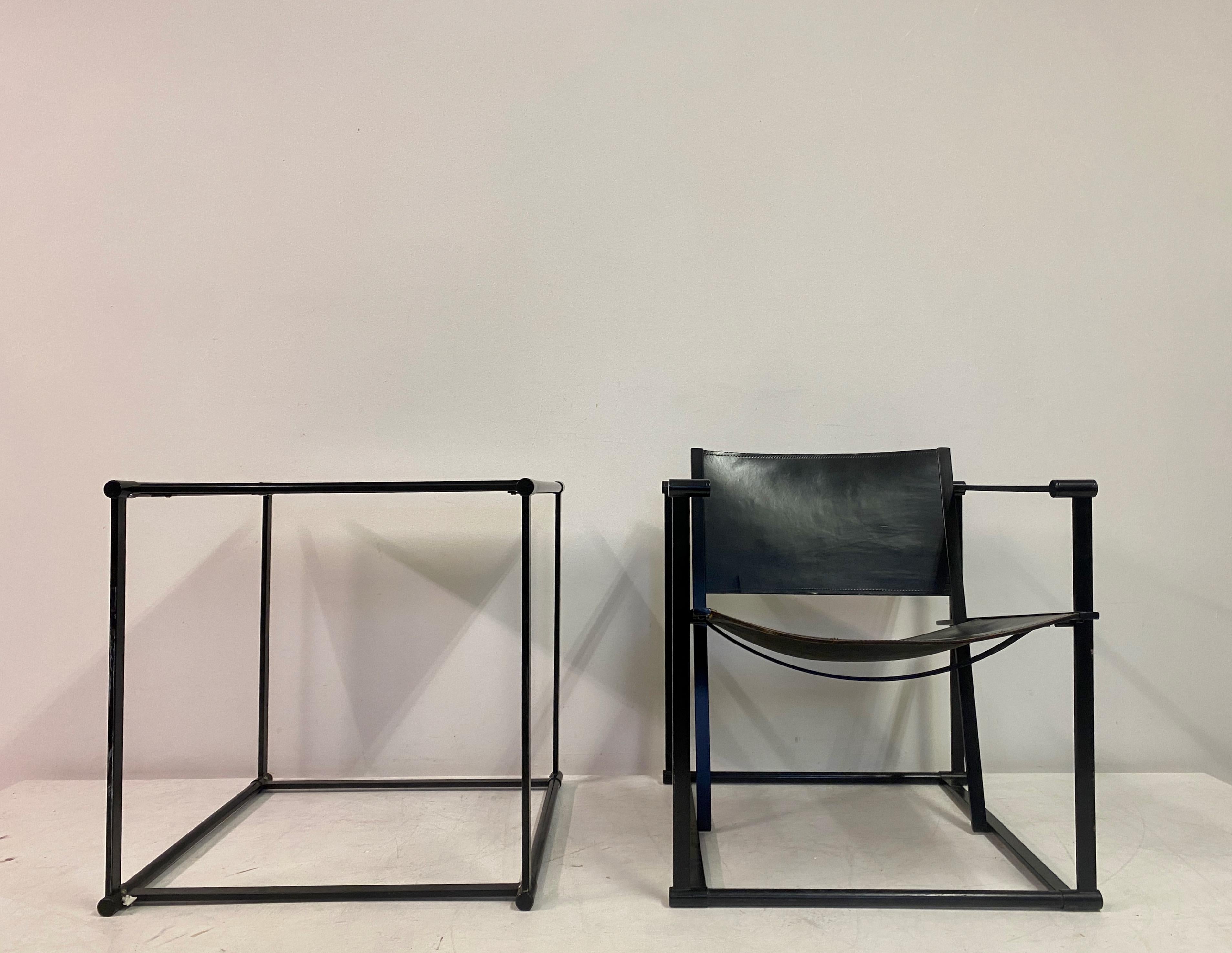 Stuhl und Tisch aus schwarzem Leder FM62 für Pastoe von Radboud van Beekum (Postmoderne) im Angebot