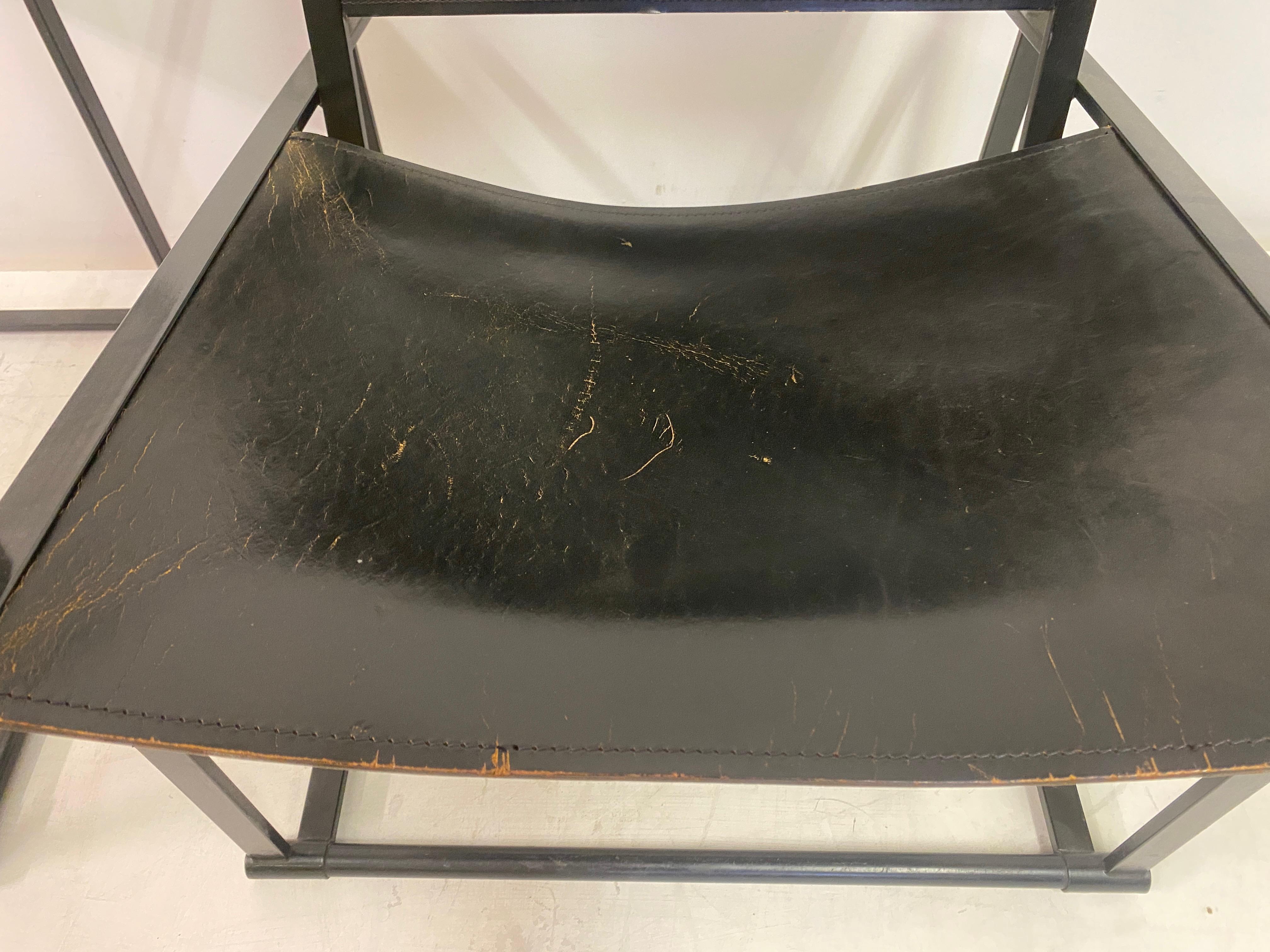 Post-Modern Black Leather FM62 Chair And Table For Pastoe by Radboud van Beekum For Sale
