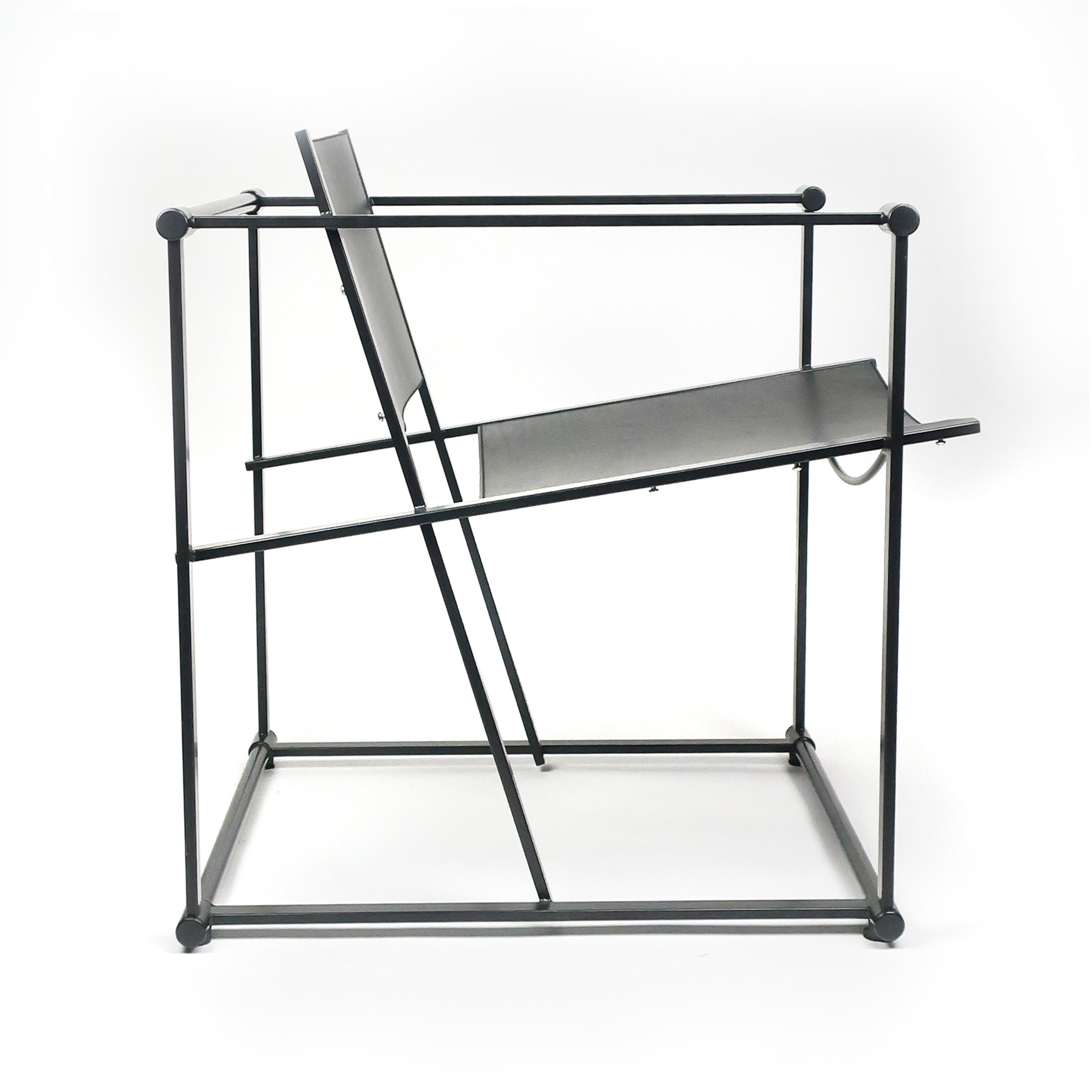 Post-Modern Black Leather FM62 Cube Chair by Radboud Van Beekum for Pastoe