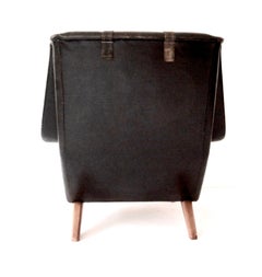Black Leather Folke Ohlsson Armchair M 4410 Manufactured by Fritz Hansen, 1958