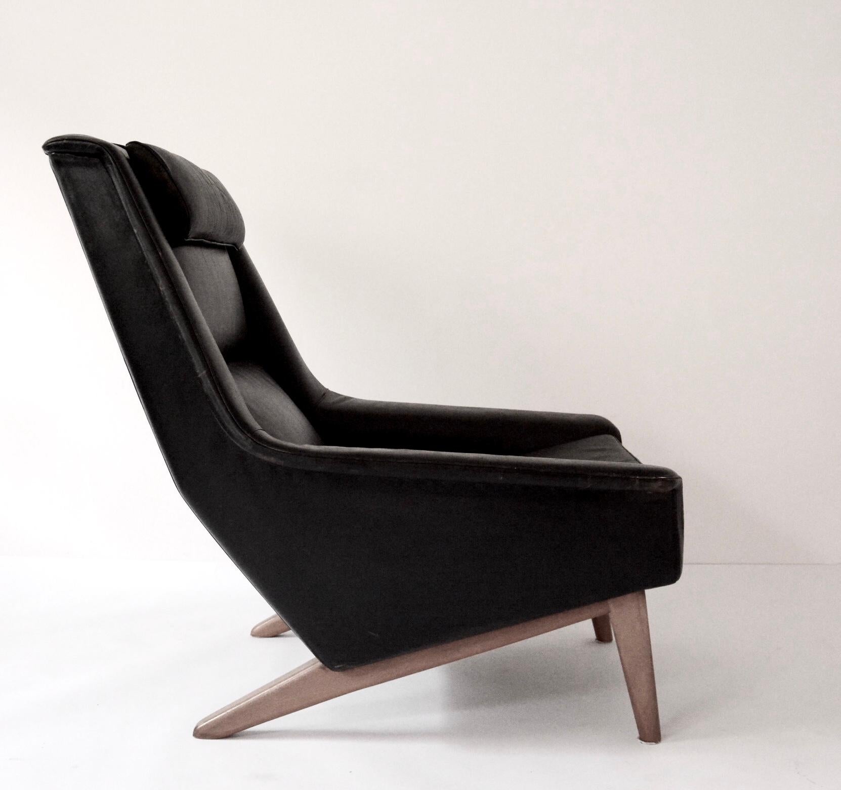 Mid-Century Modern Black Leather Folke Ohlsson Armchair M 4410 Manufactured by Fritz Hansen, 1958 For Sale