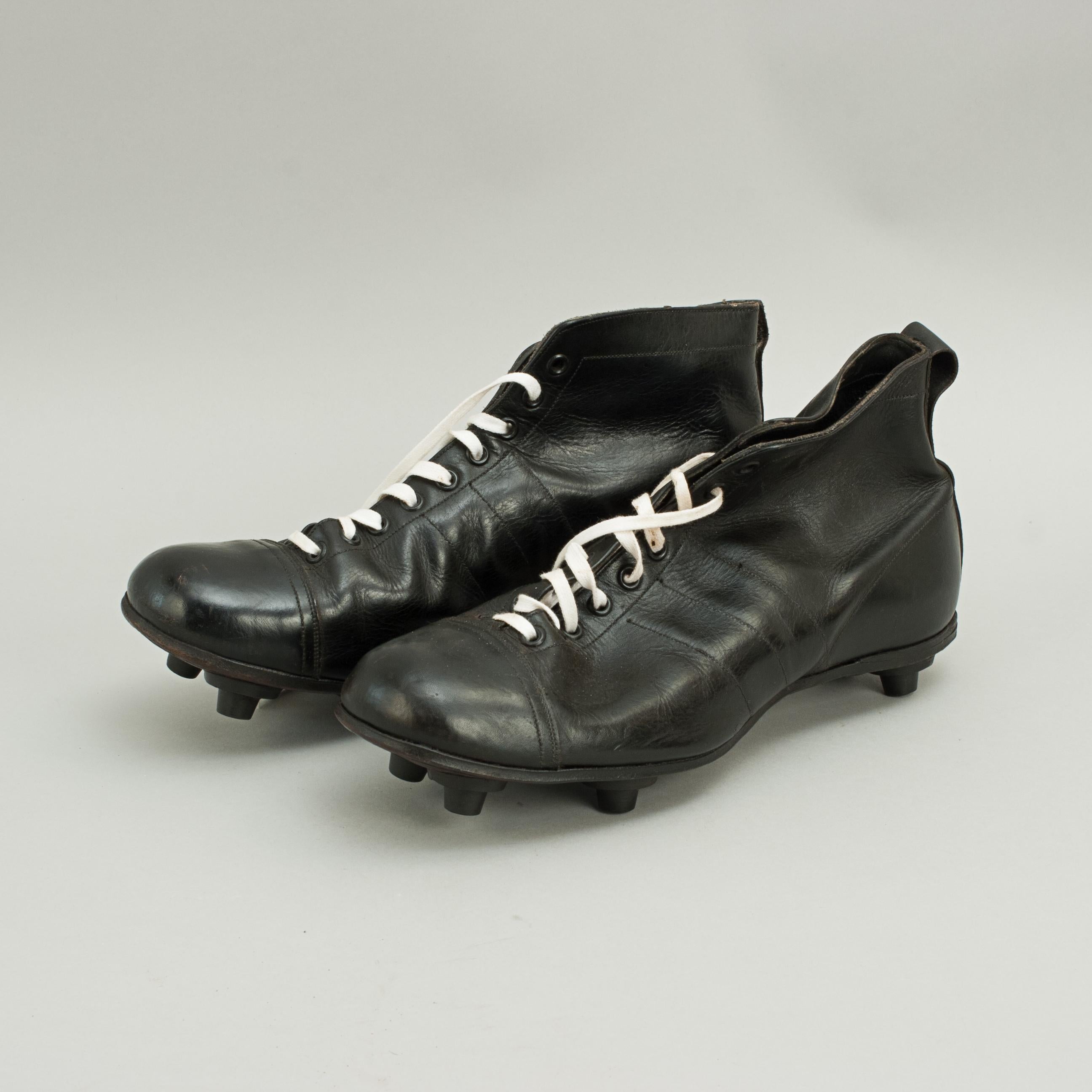 Black Leather Football Boots, Embekay, by Mobbs Bros, Soccer Boots at