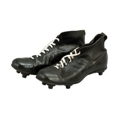 Vintage Black Leather Football Boots, Embekay, by Mobbs Bros, Soccer Boots