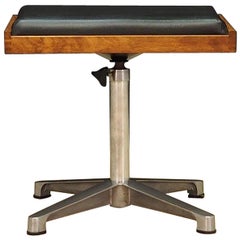 Black Leather Footrest Retro Danish Design Vintage, 1970s