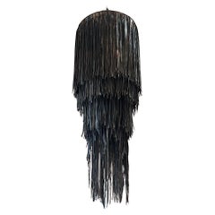 Black Leather Fringe Chandelier