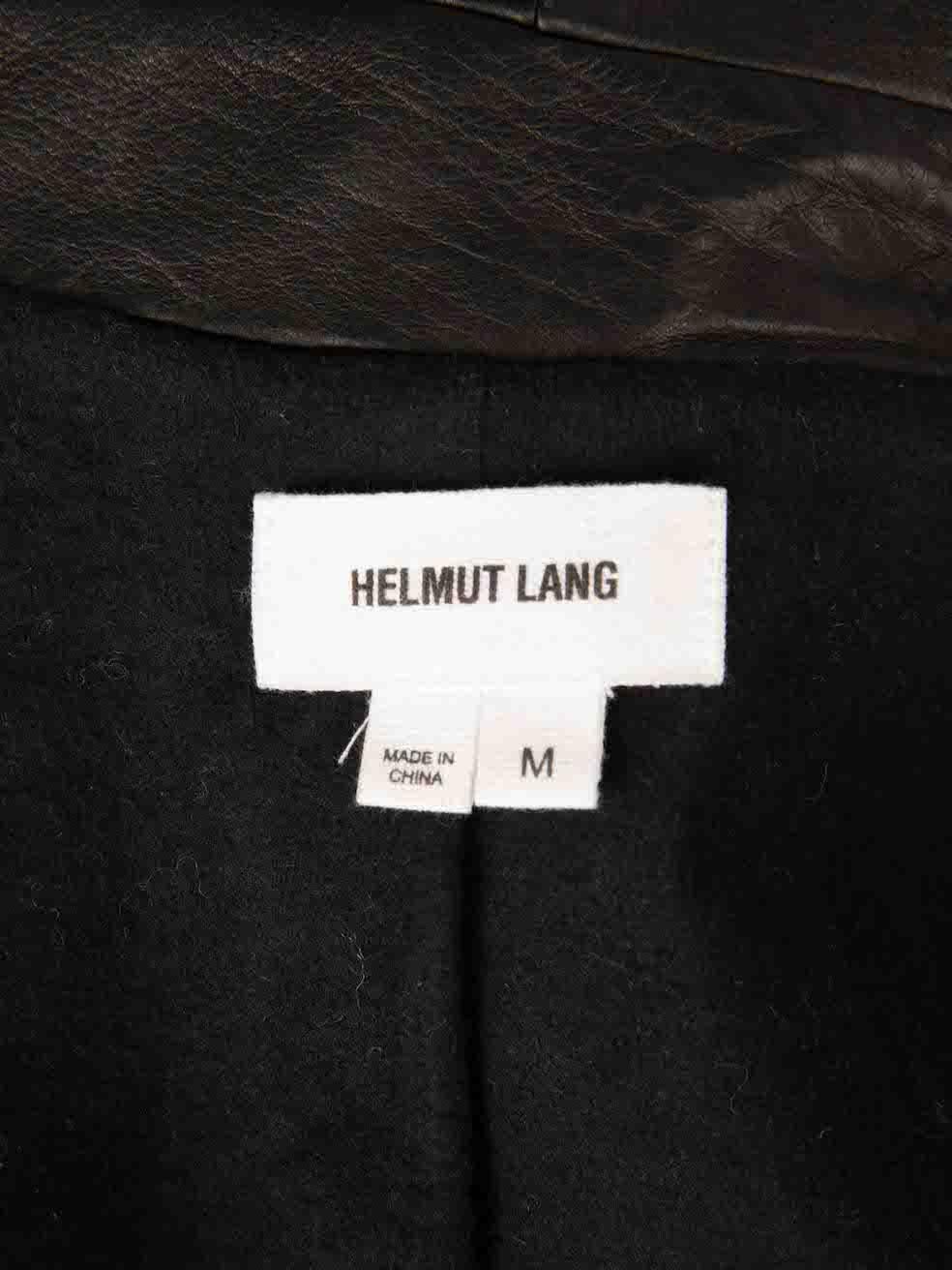 Women's Black Leather Fur Trim Jacket Size M