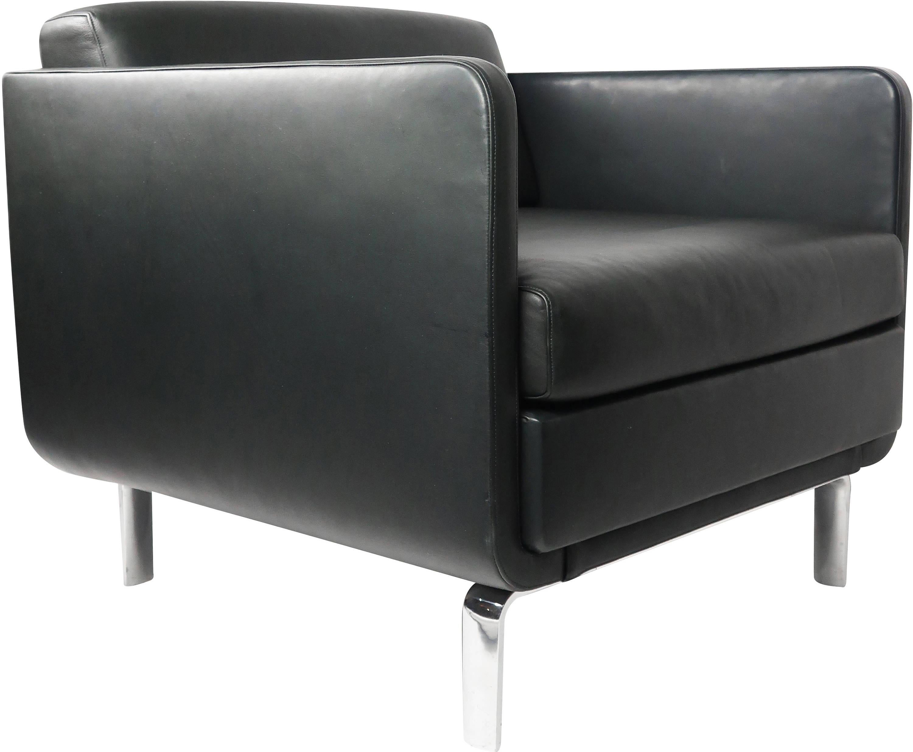 Modern Black Leather Gaia Armchair by Arik Levy for Bernhardt Design For Sale