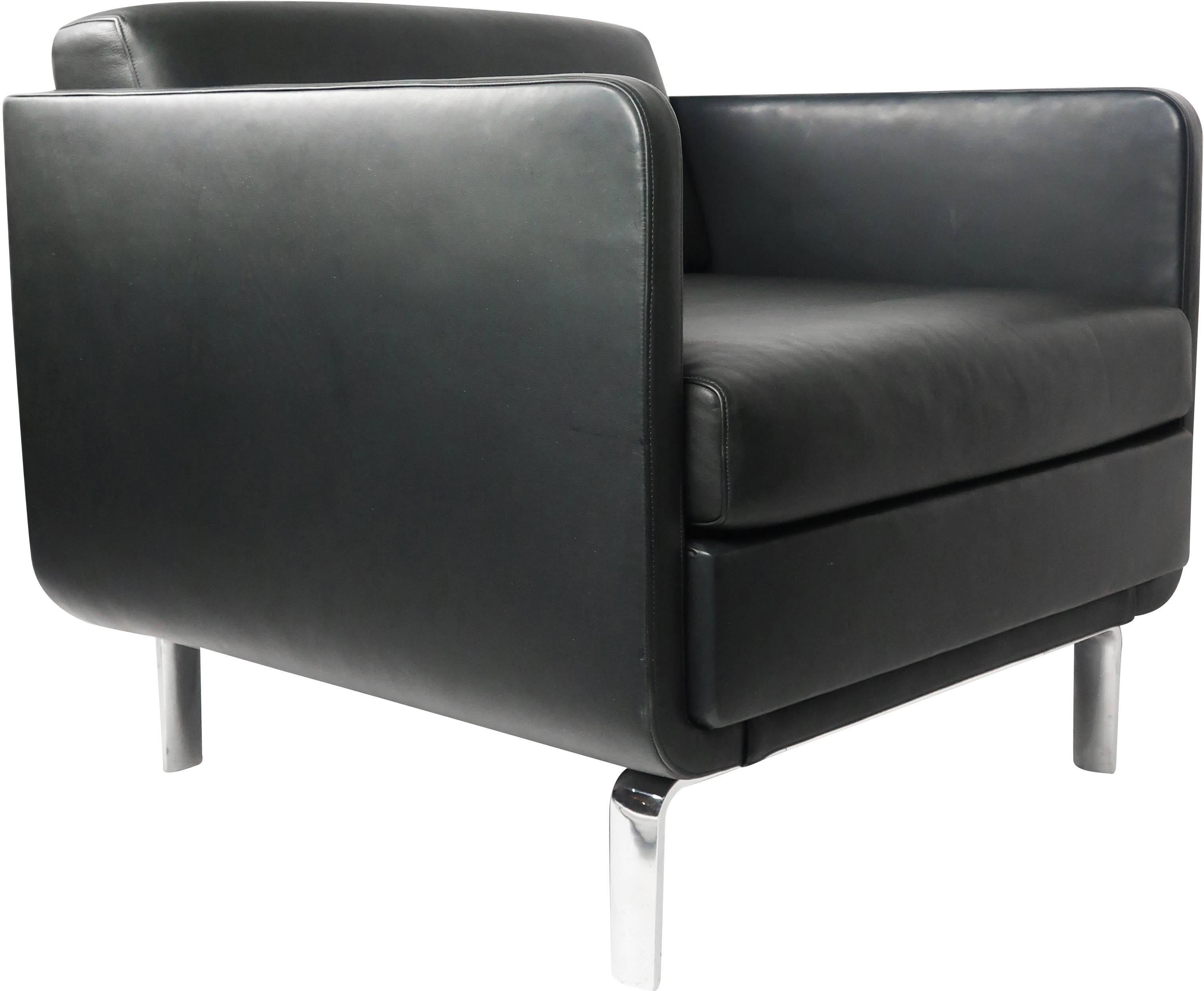 Modern Black Leather Gaia Armchair by Arik Levy for Bernhardt Design