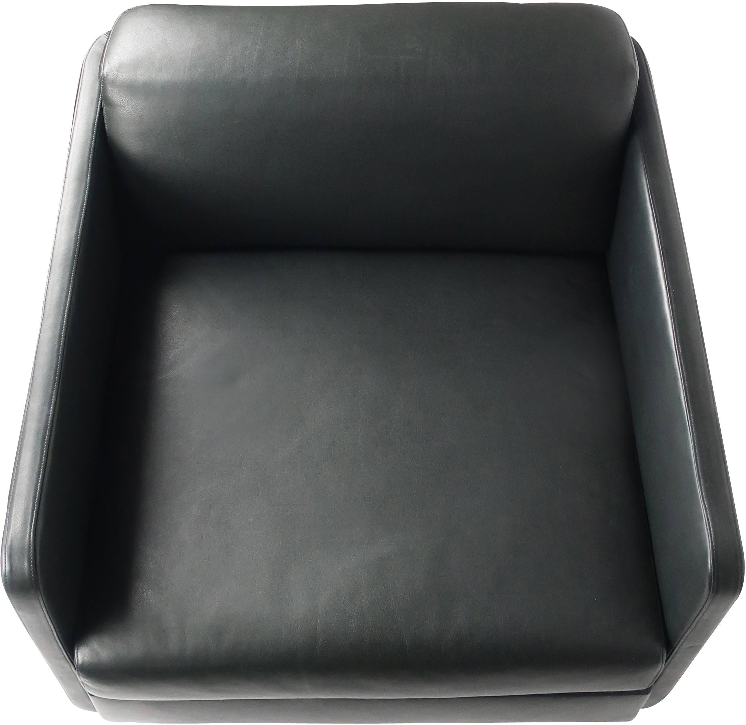 Contemporary Black Leather Gaia Armchair by Arik Levy for Bernhardt Design For Sale