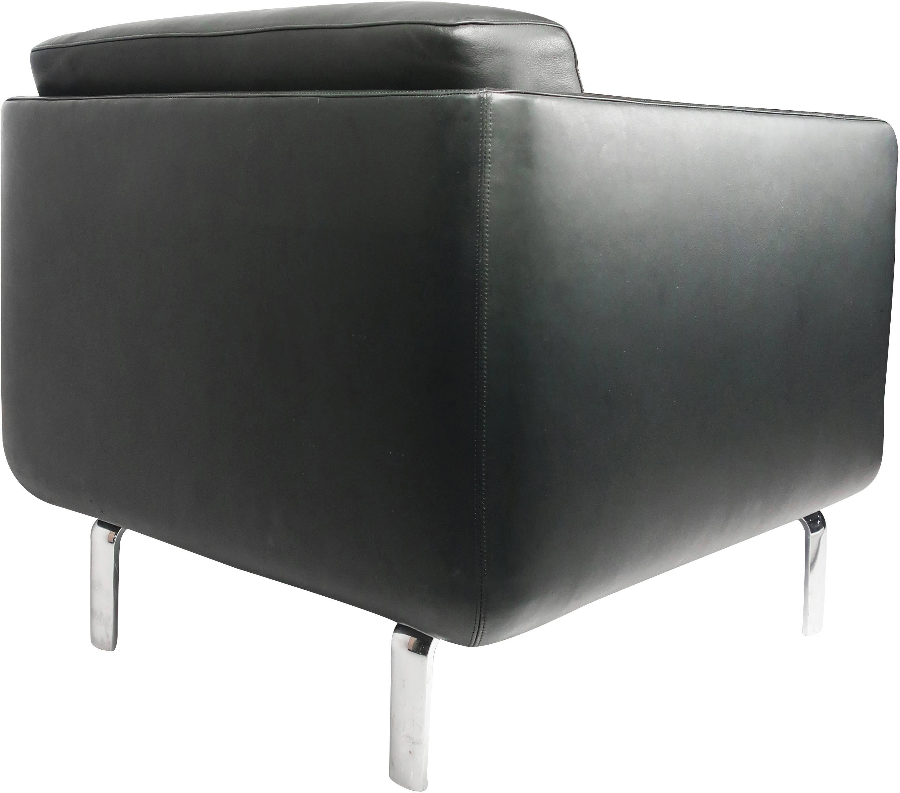 Black Leather Gaia Armchair by Arik Levy for Bernhardt Design In Excellent Condition In Brooklyn, NY