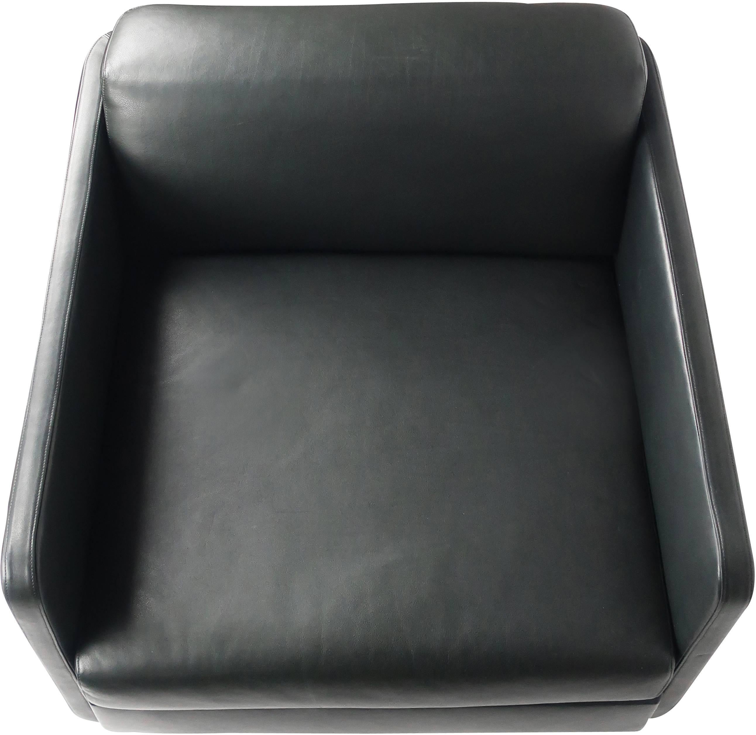 Contemporary Black Leather Gaia Armchair by Arik Levy for Bernhardt Design