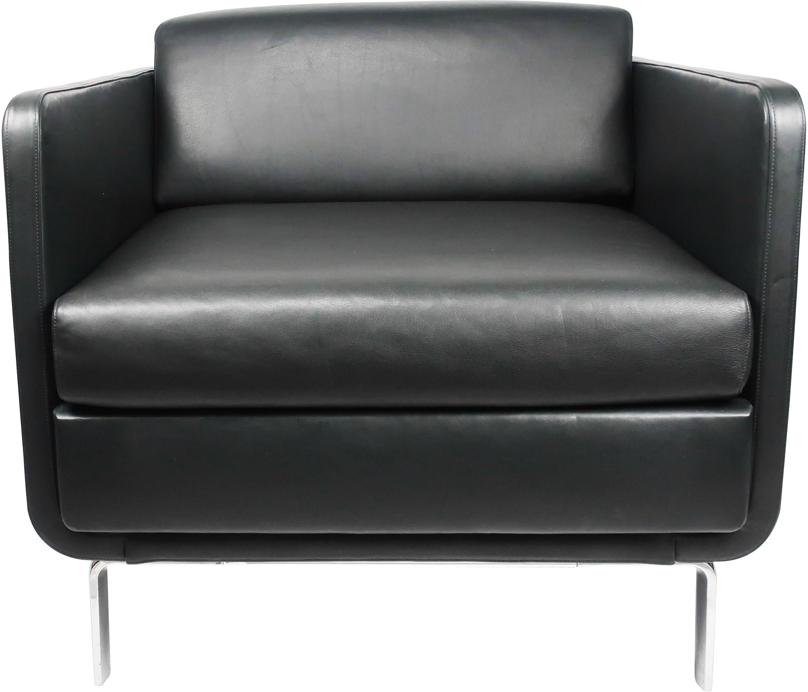 Black Leather Gaia Armchair by Arik Levy for Bernhardt Design For Sale 2