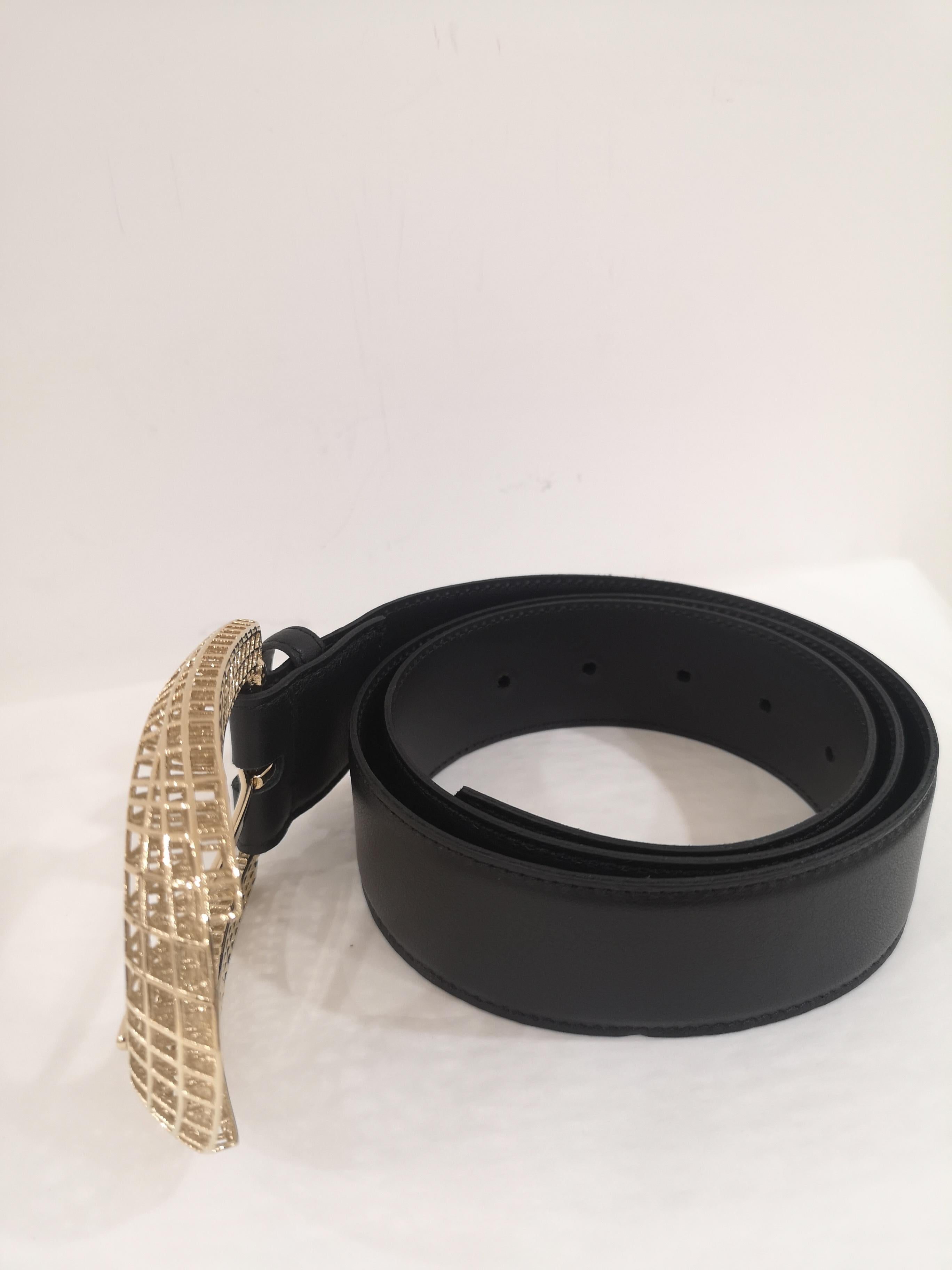 Women's or Men's Black leather gold hardware belt NWOT