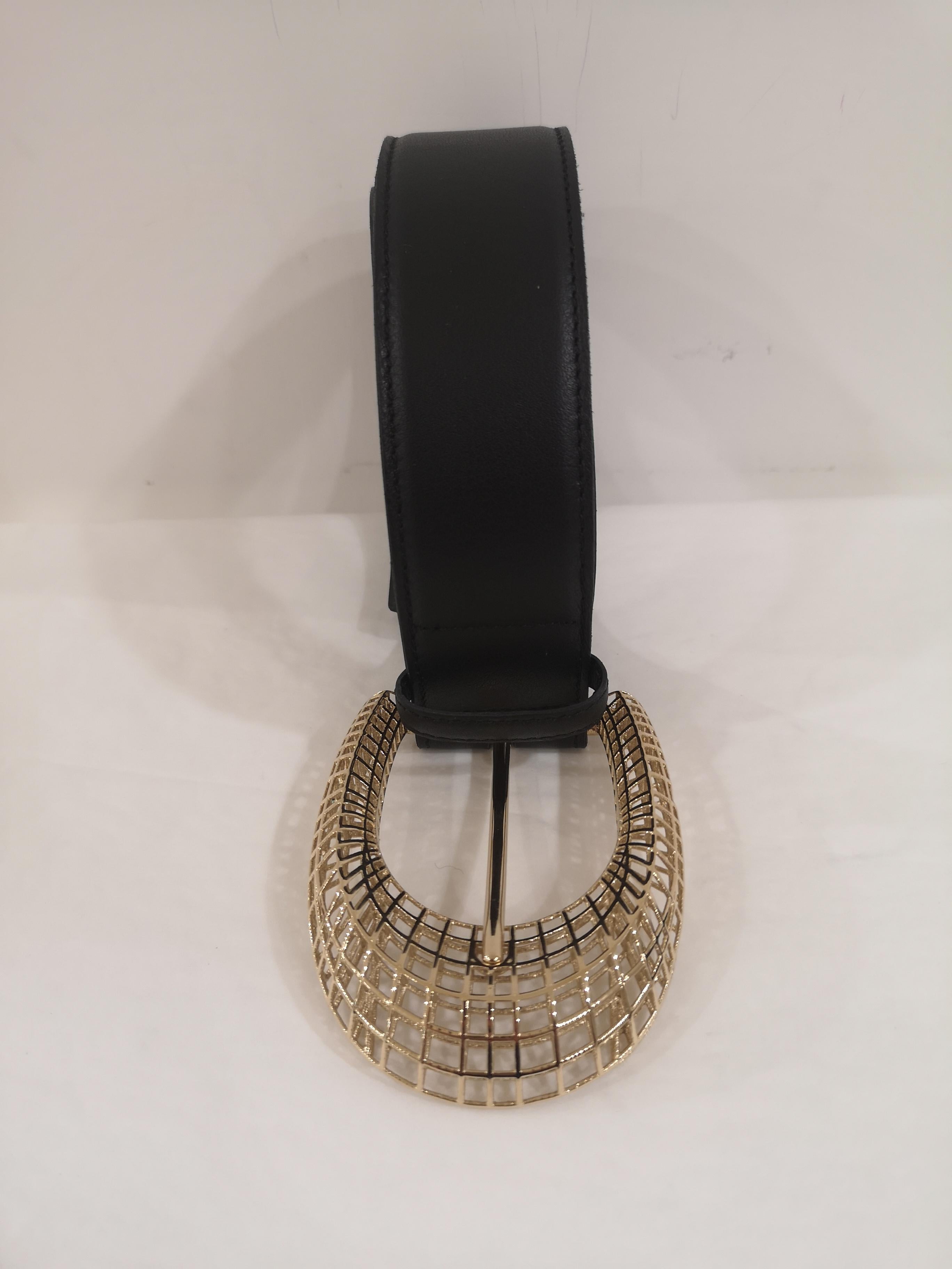 Black leather gold hardware belt NWOT 1
