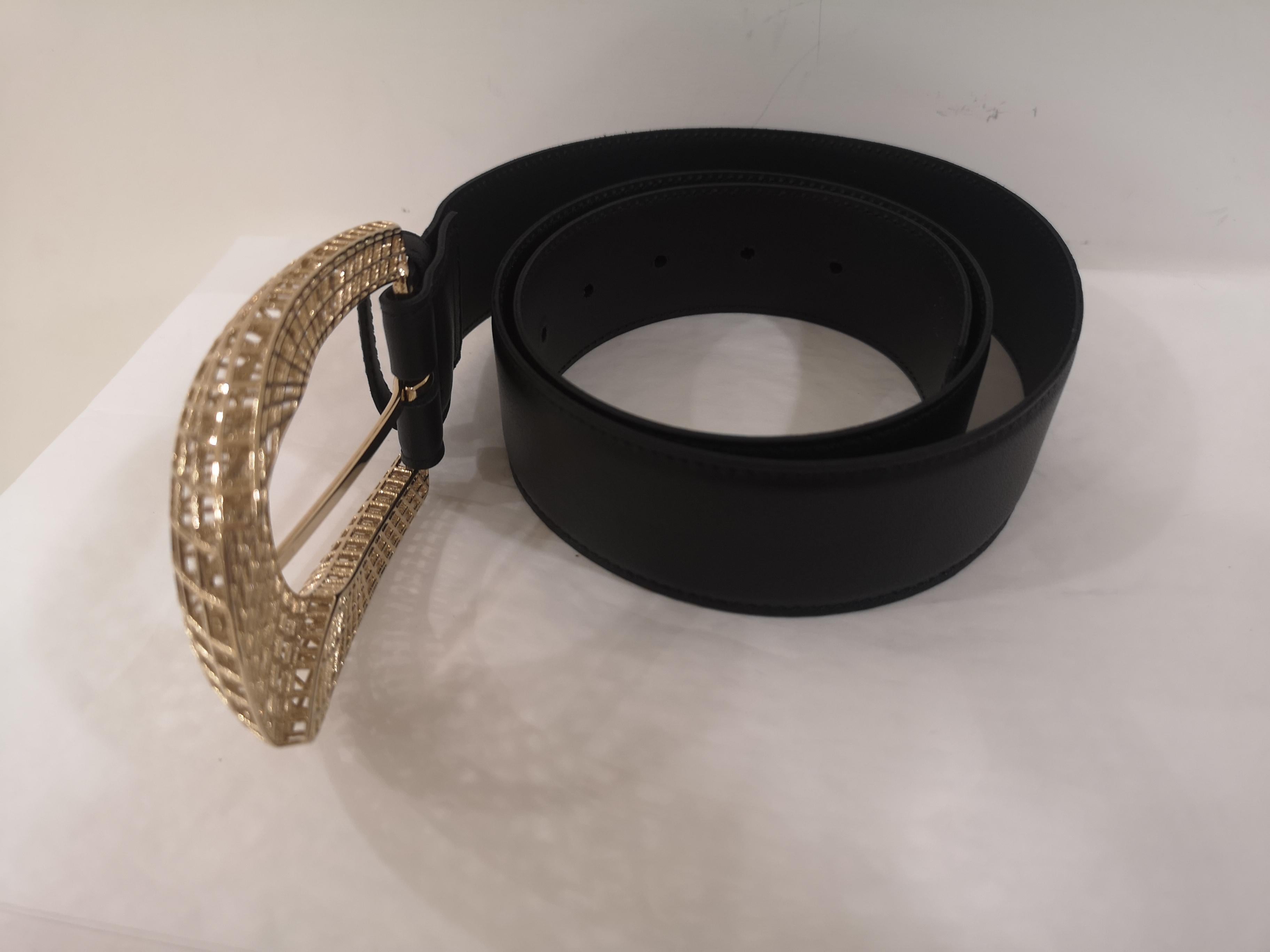 Black leather gold hardware belt NWOT 2