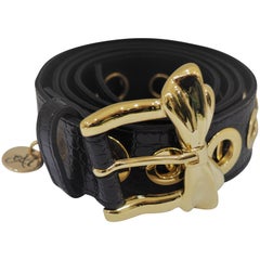 Black leather gold hardware belt NWOT