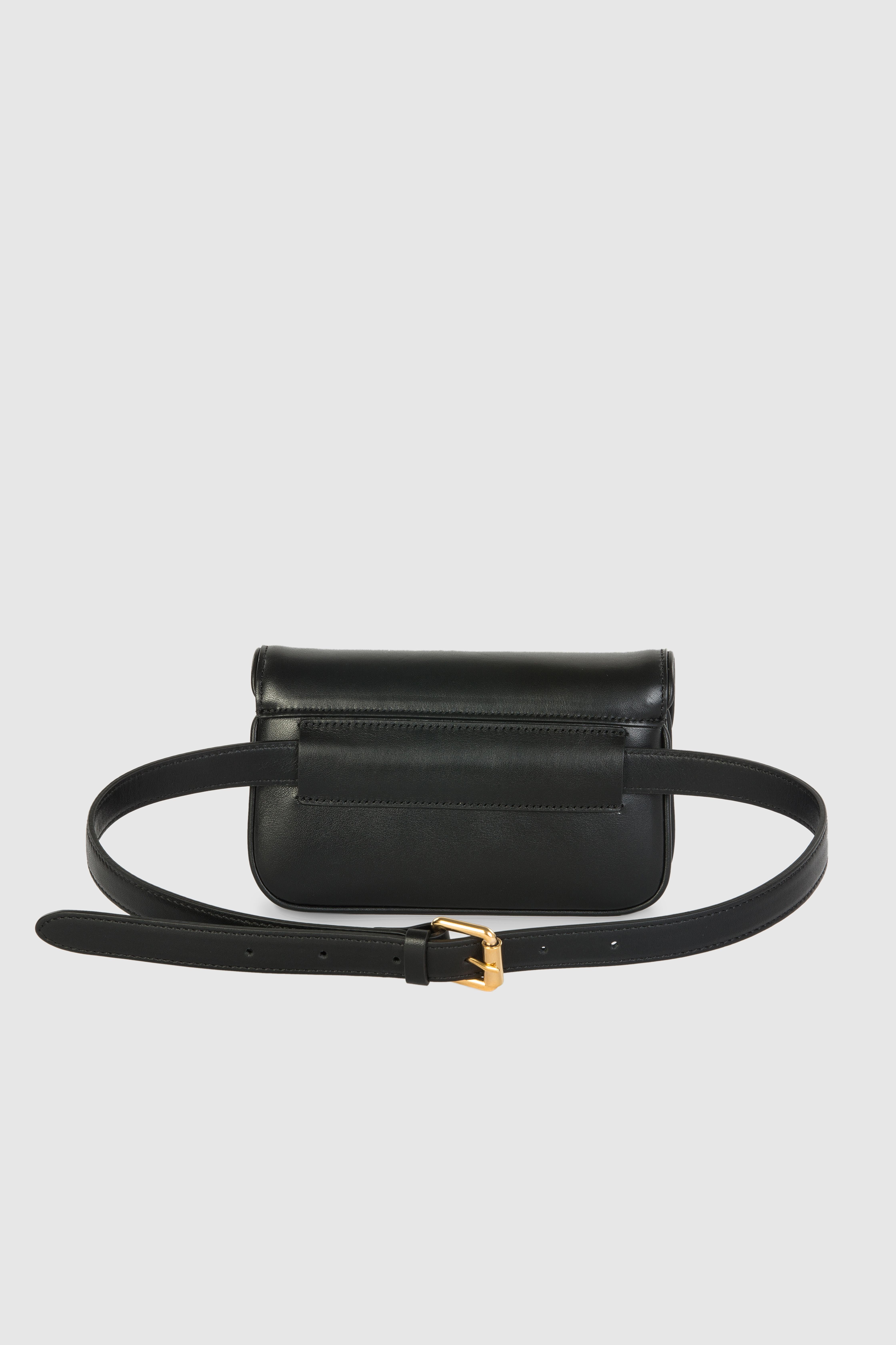 Women's or Men's Black leather gold hardware shoulder bag fanny pack NWOT